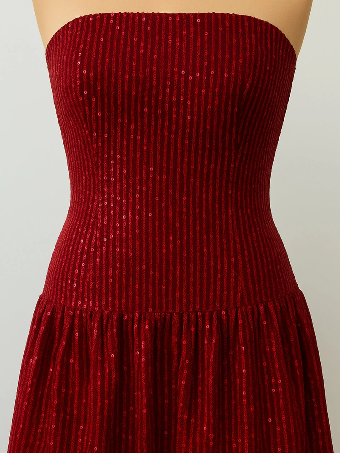 Red Solid Off-Shoulder Mini Dress - Image 5