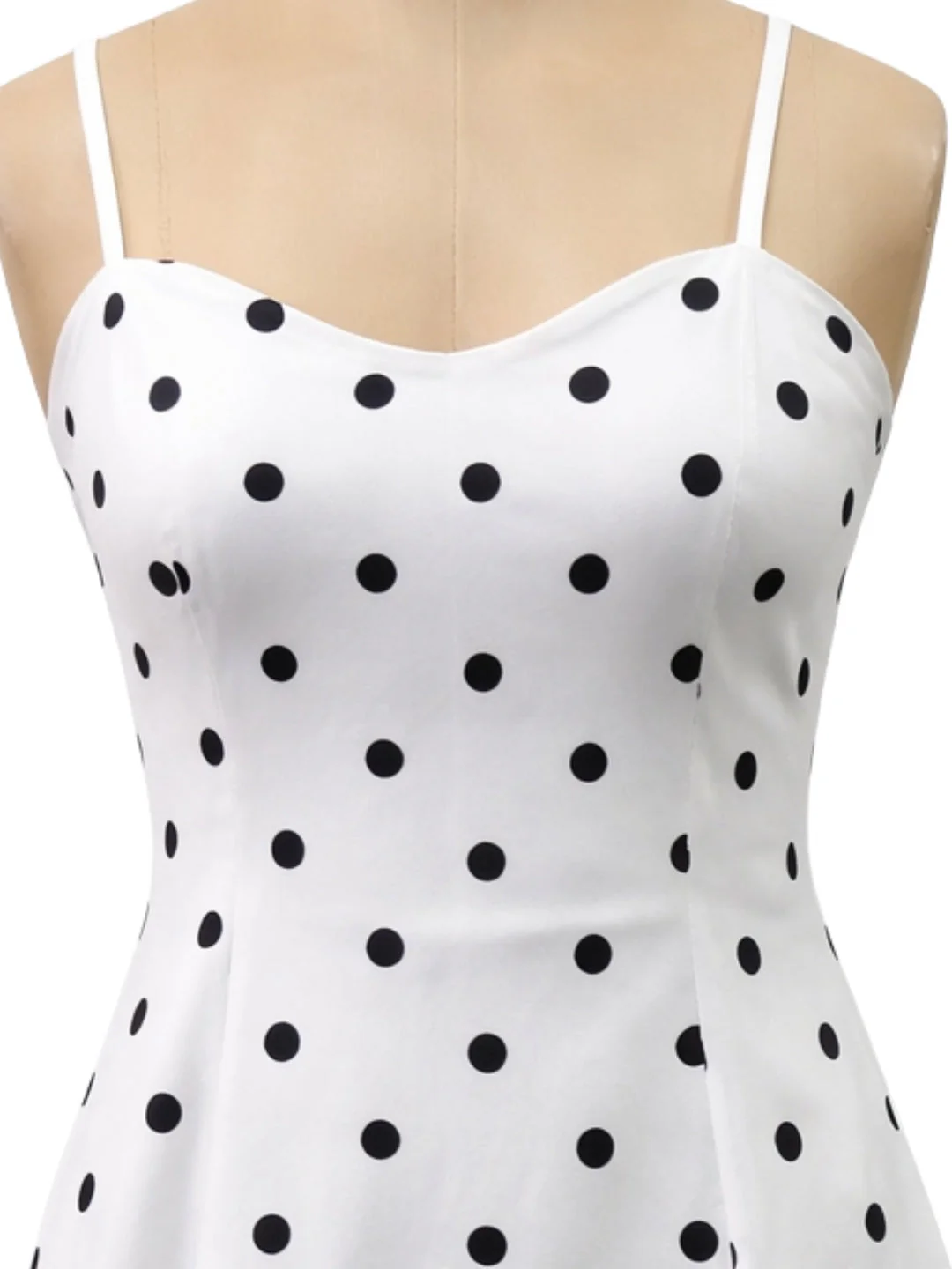 White Polka Dot Shoulder Straps Mini Dress - Image 5