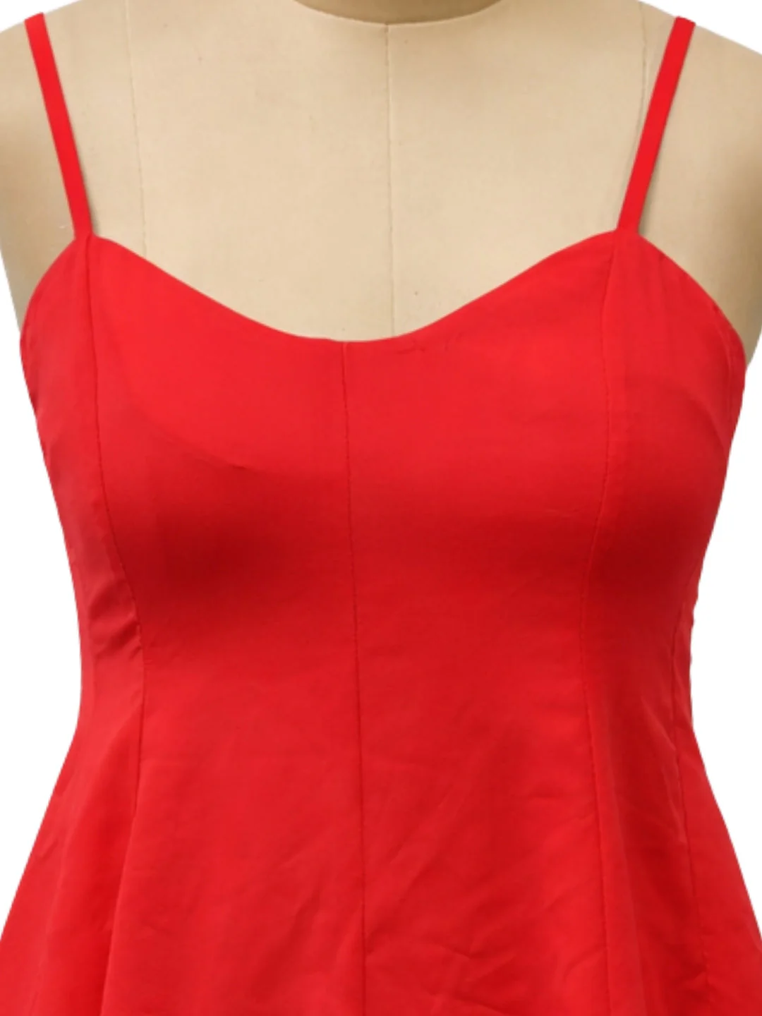 Red Solid Shoulder Straps Mini Dress - Image 5
