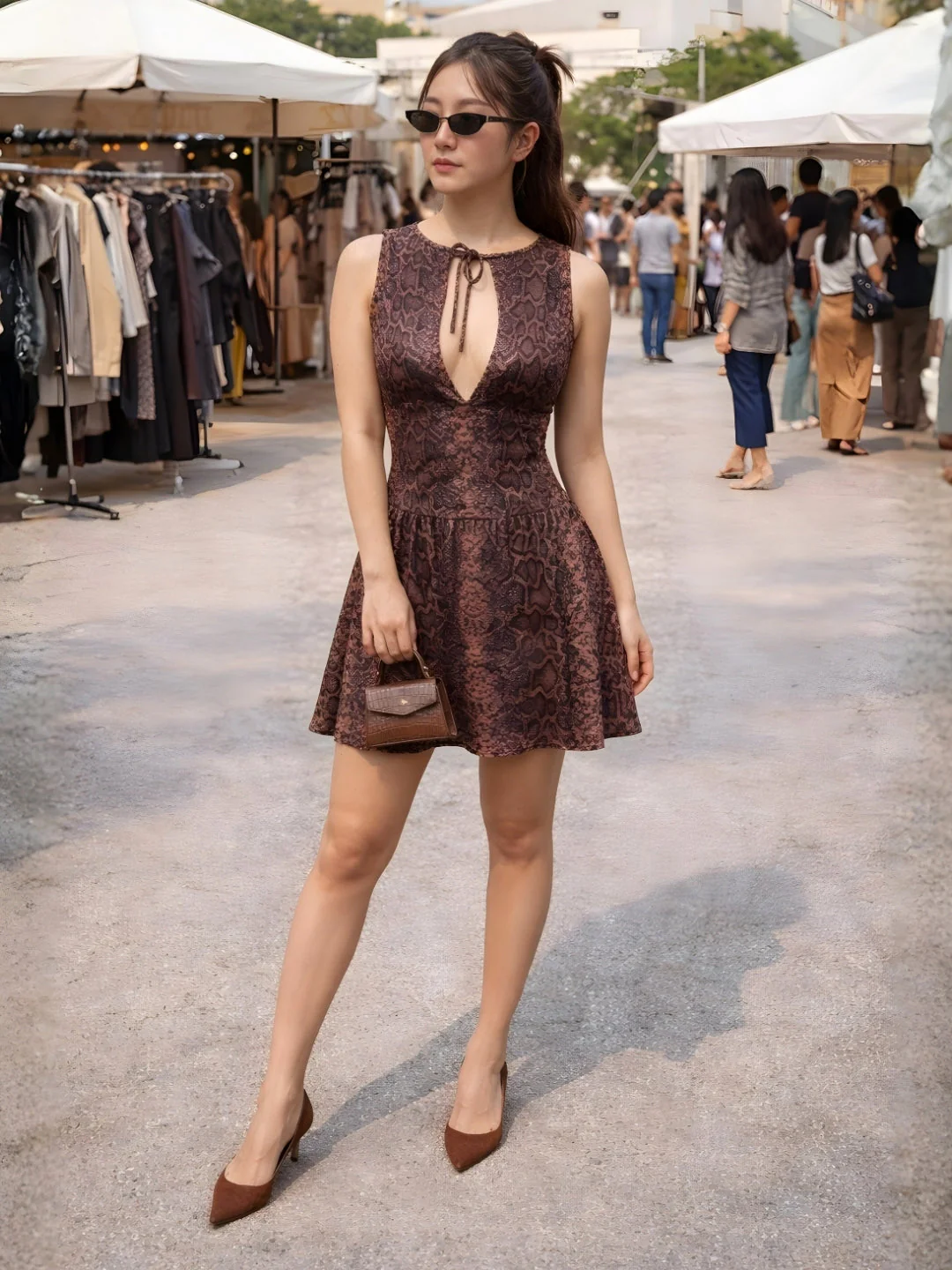 Orange Animal Sleeveless Mini Dress