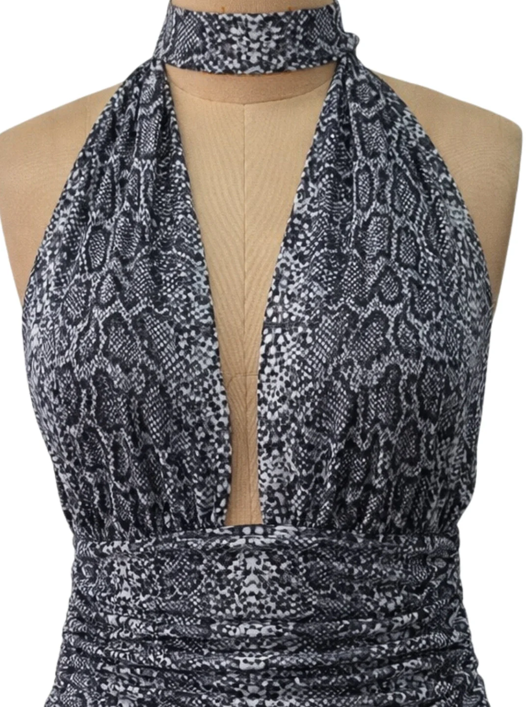 Black Animal Print Sleeveless Mini Dress - Image 5