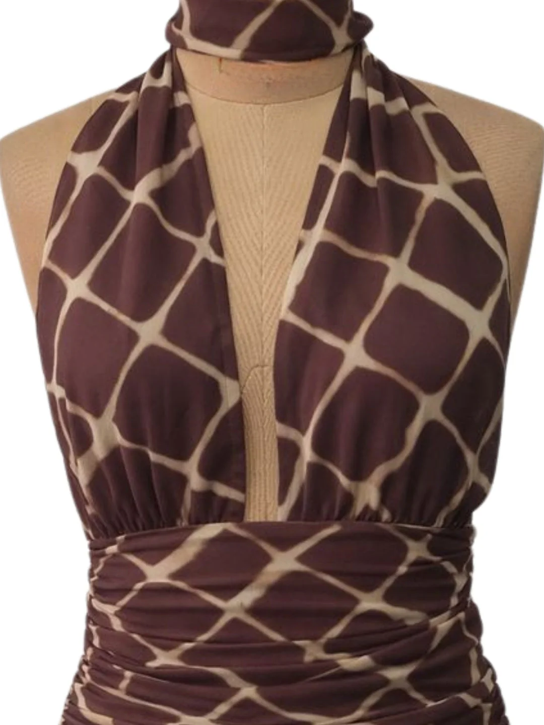 Brown Geometric Sleeveless Mini Dress - Image 5