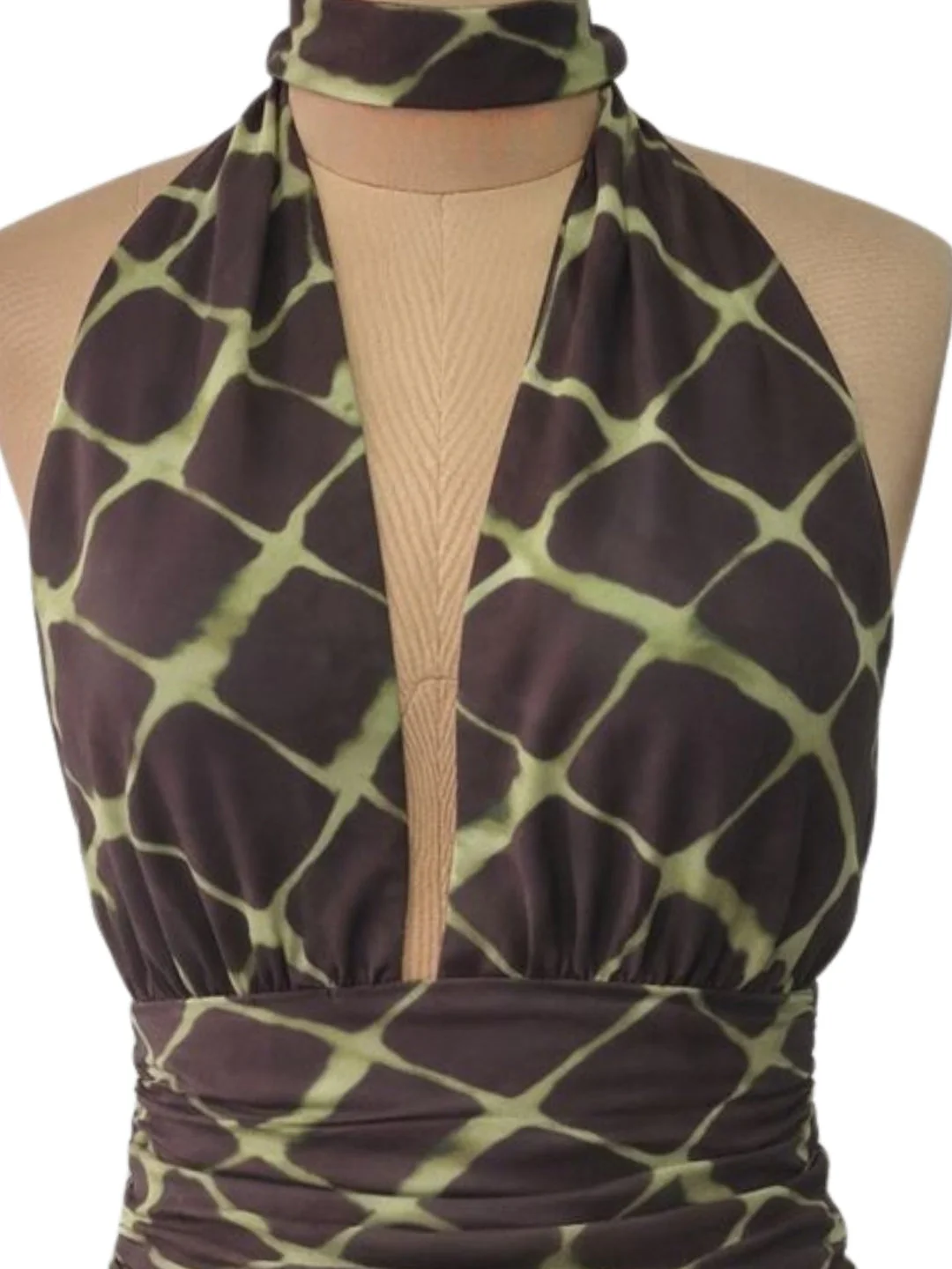 Green Geometric Sleeveless Mini Dress - Image 5