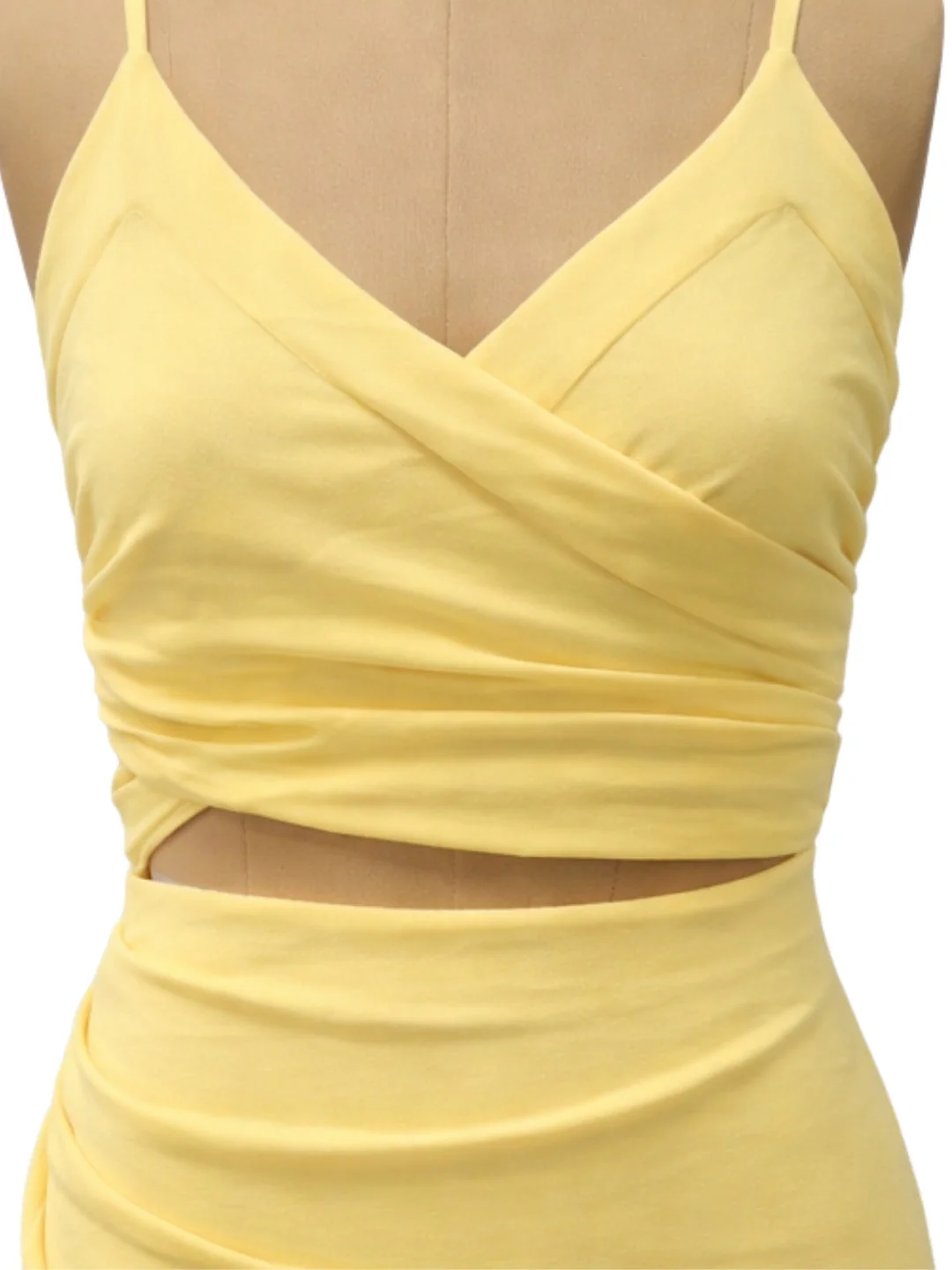 Yellow Solid Shoulder Straps Mini Dress - Image 5