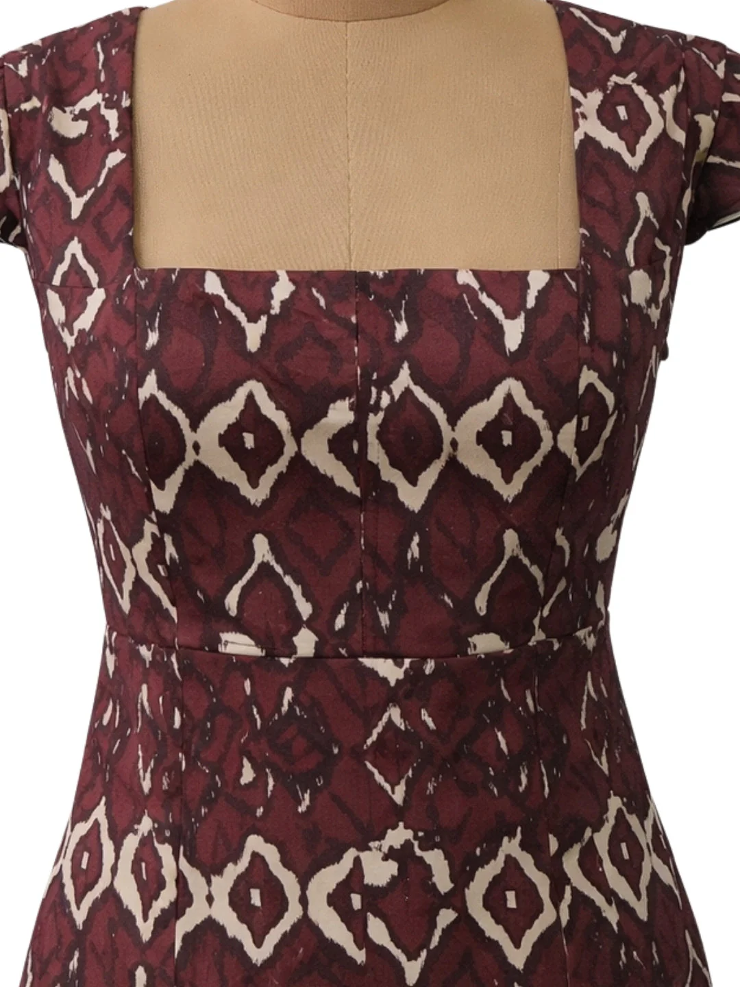 Brown Ethnic Motifs Short Sleeves Mini Dress - Image 5