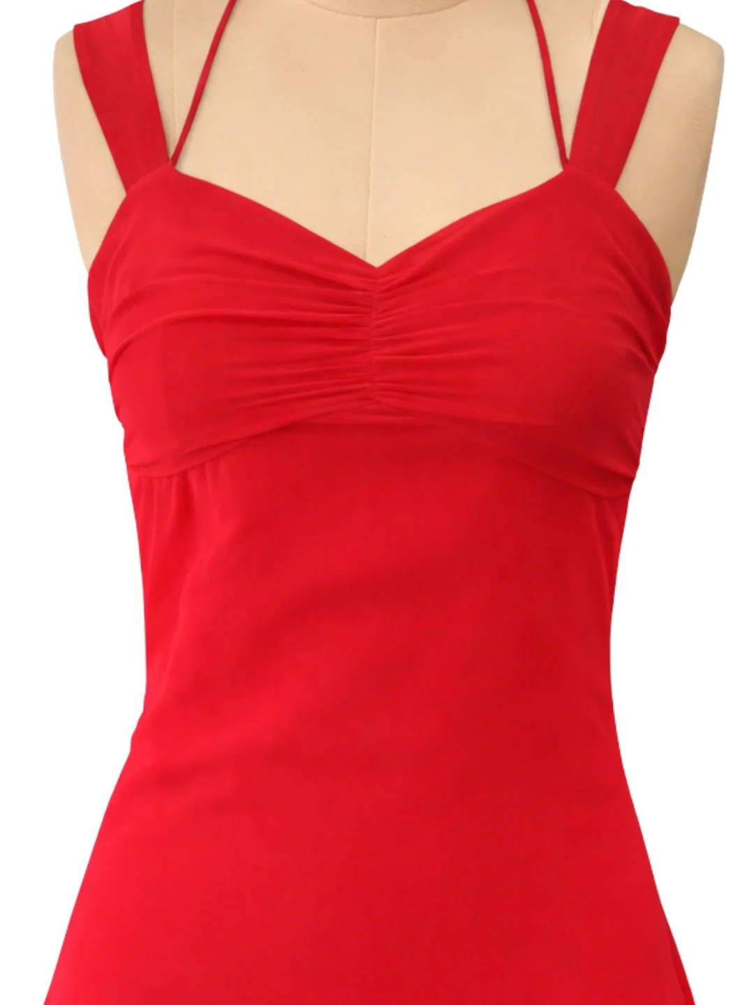 Red Solid Shoulder Straps Mini Dress - Image 5