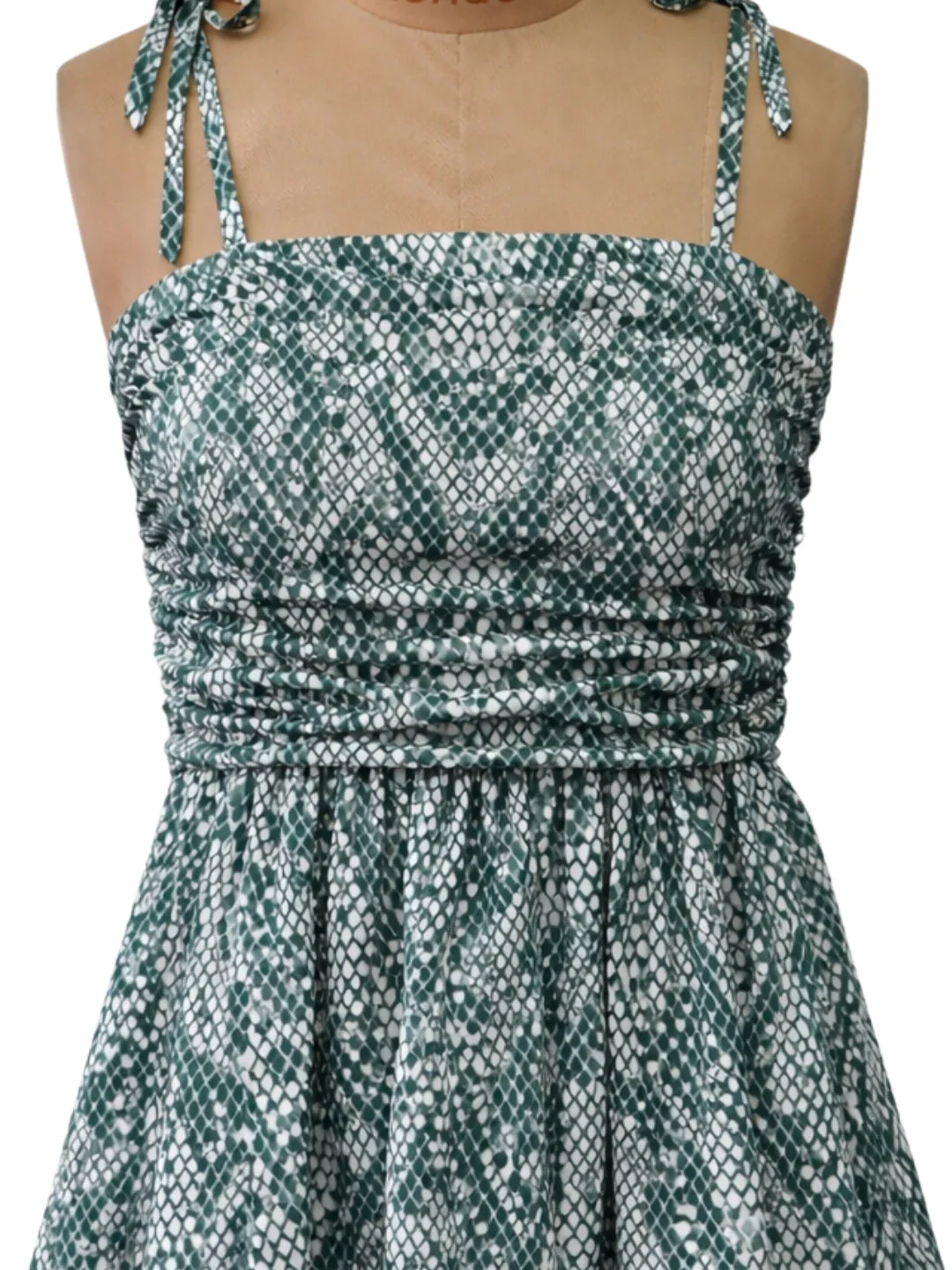 Green Animal Print Shoulder Straps Mini Dress - Image 5