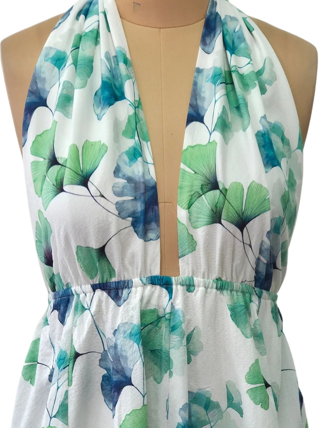 Green Tropical Sleeveless Mini Dress - Image 5