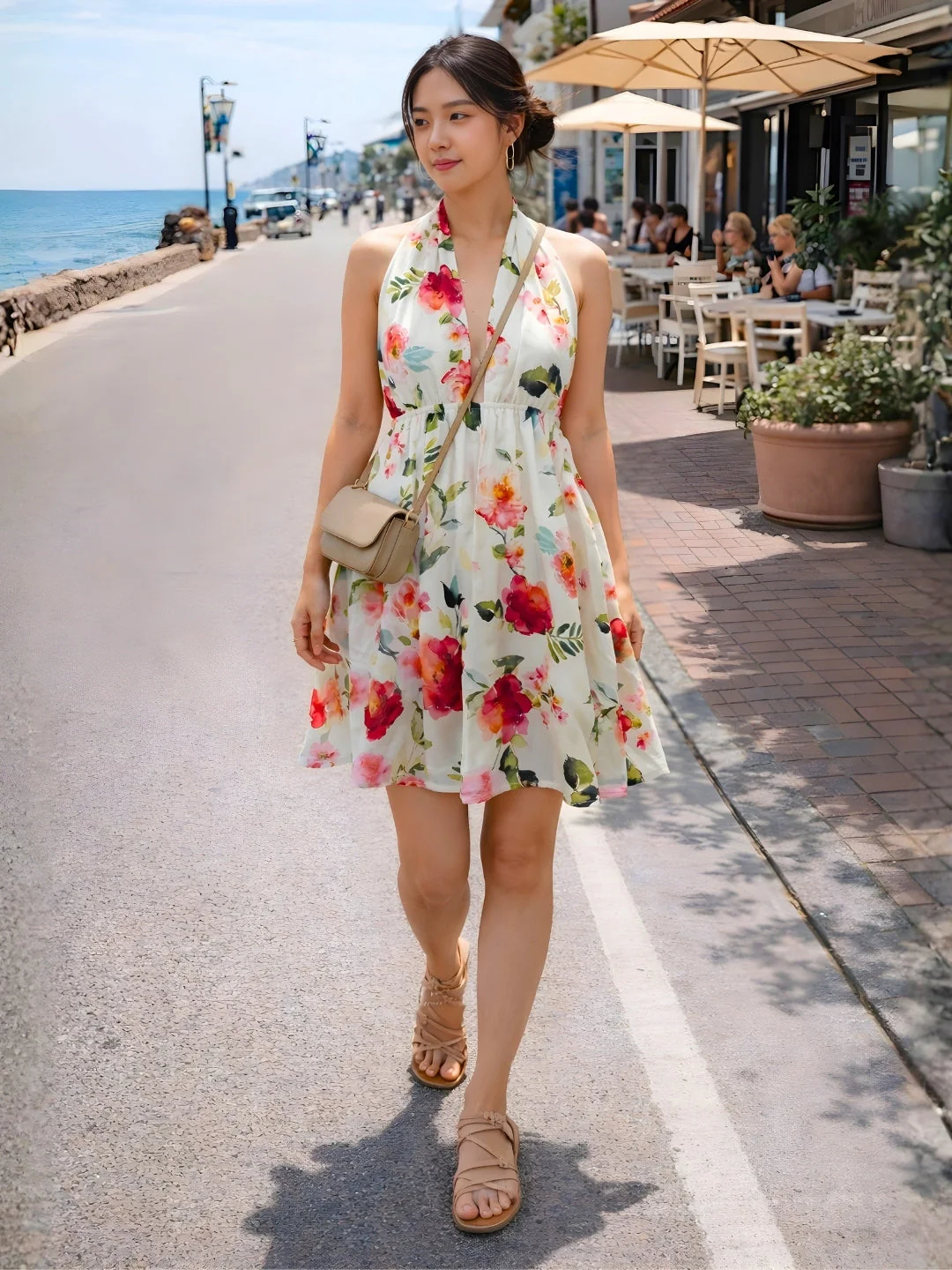 Multi Floral Sleeveless Mini Dress