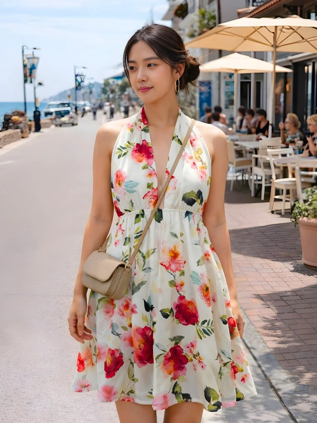 Multi Floral Sleeveless Mini Dress - Image 2