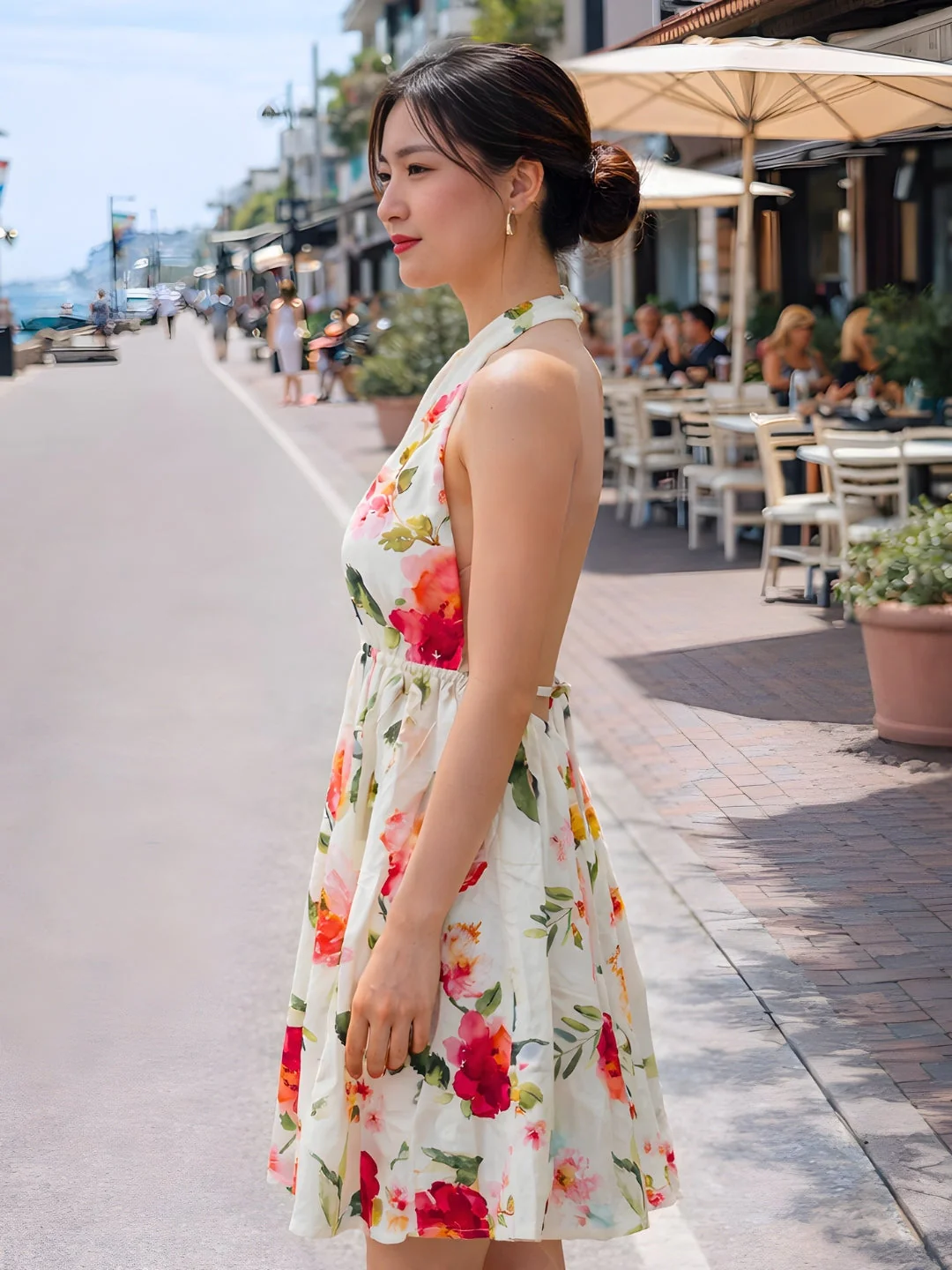 Multi Floral Sleeveless Mini Dress - Image 3