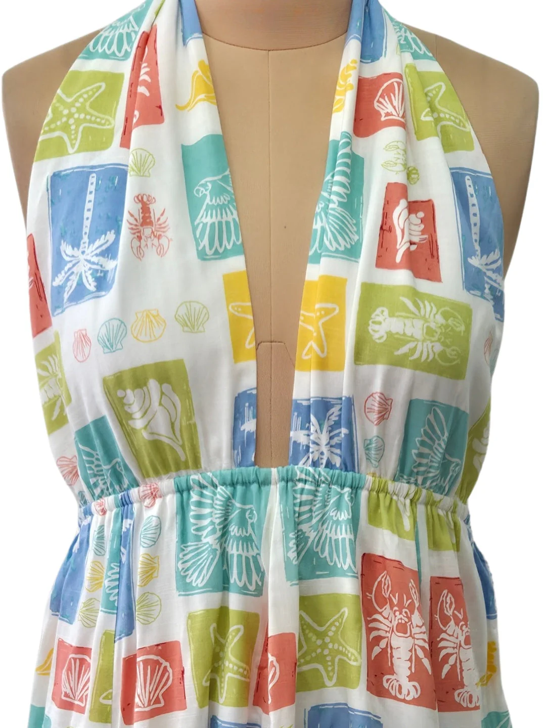 Multi Colour-Blocked Sleeveless Mini Dress - Image 5