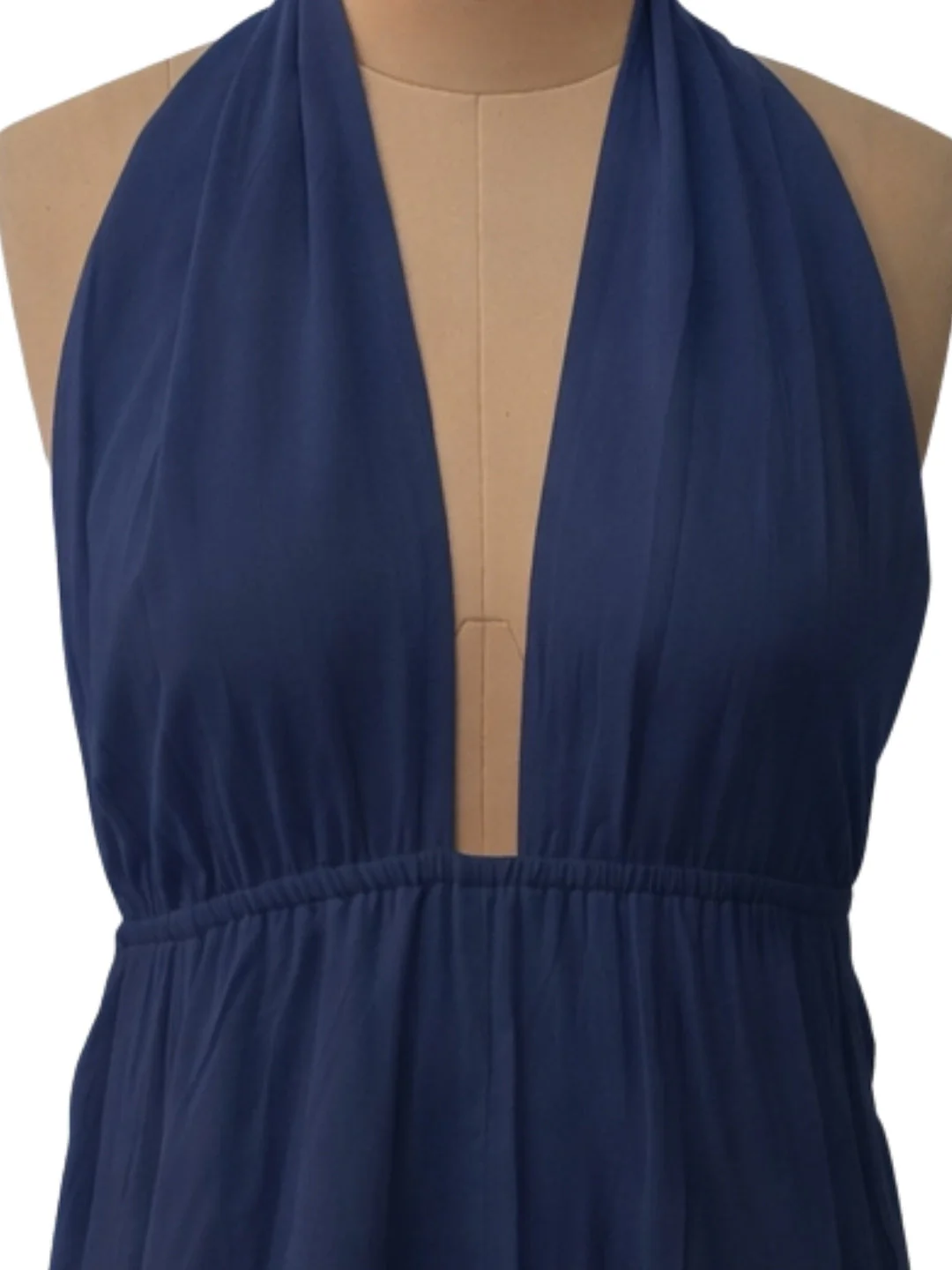 Navy Solid Sleeveless Mini Dress - Image 5