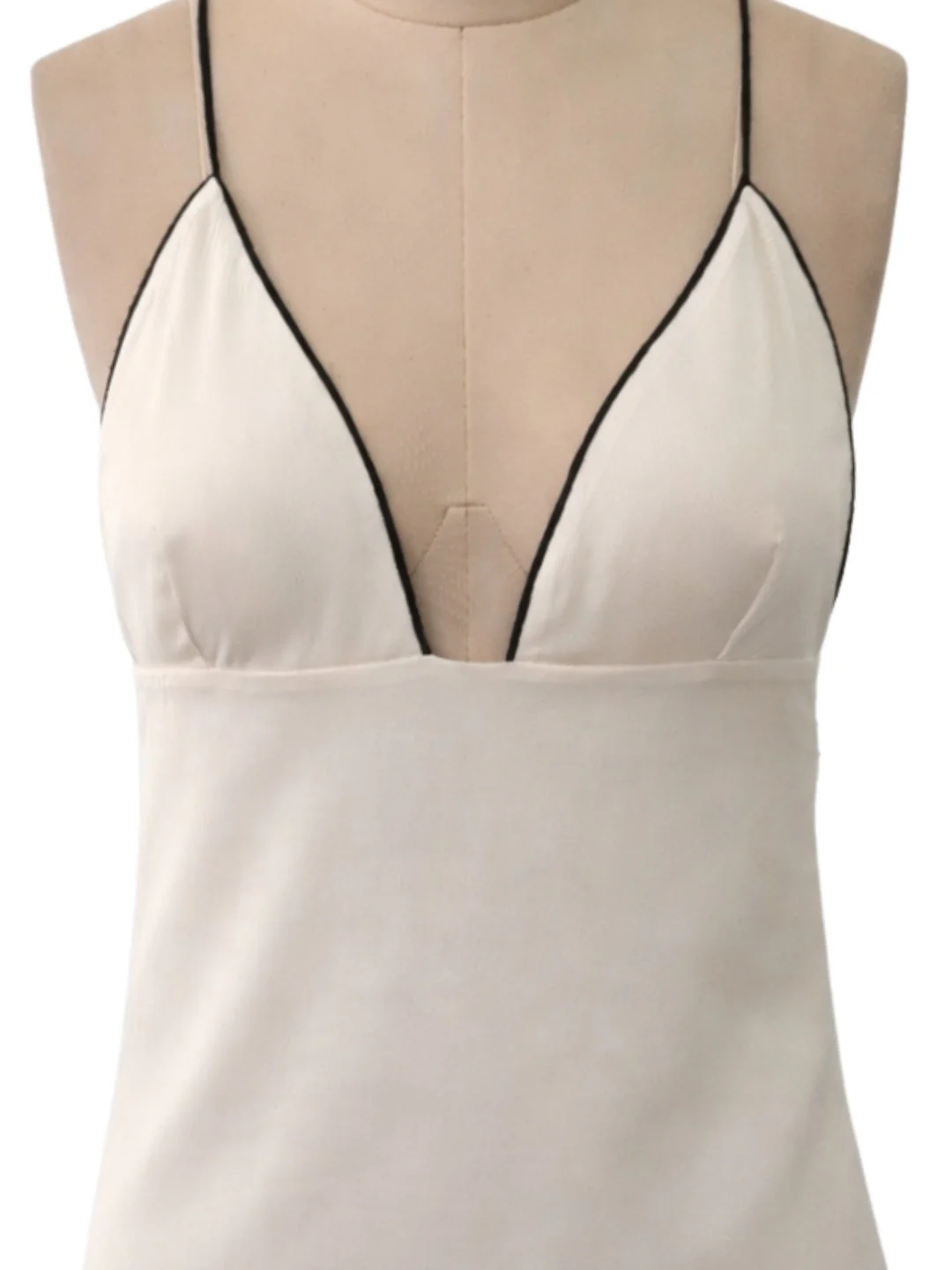 Cream Solid Shoulder Straps Mini Dress - Image 5