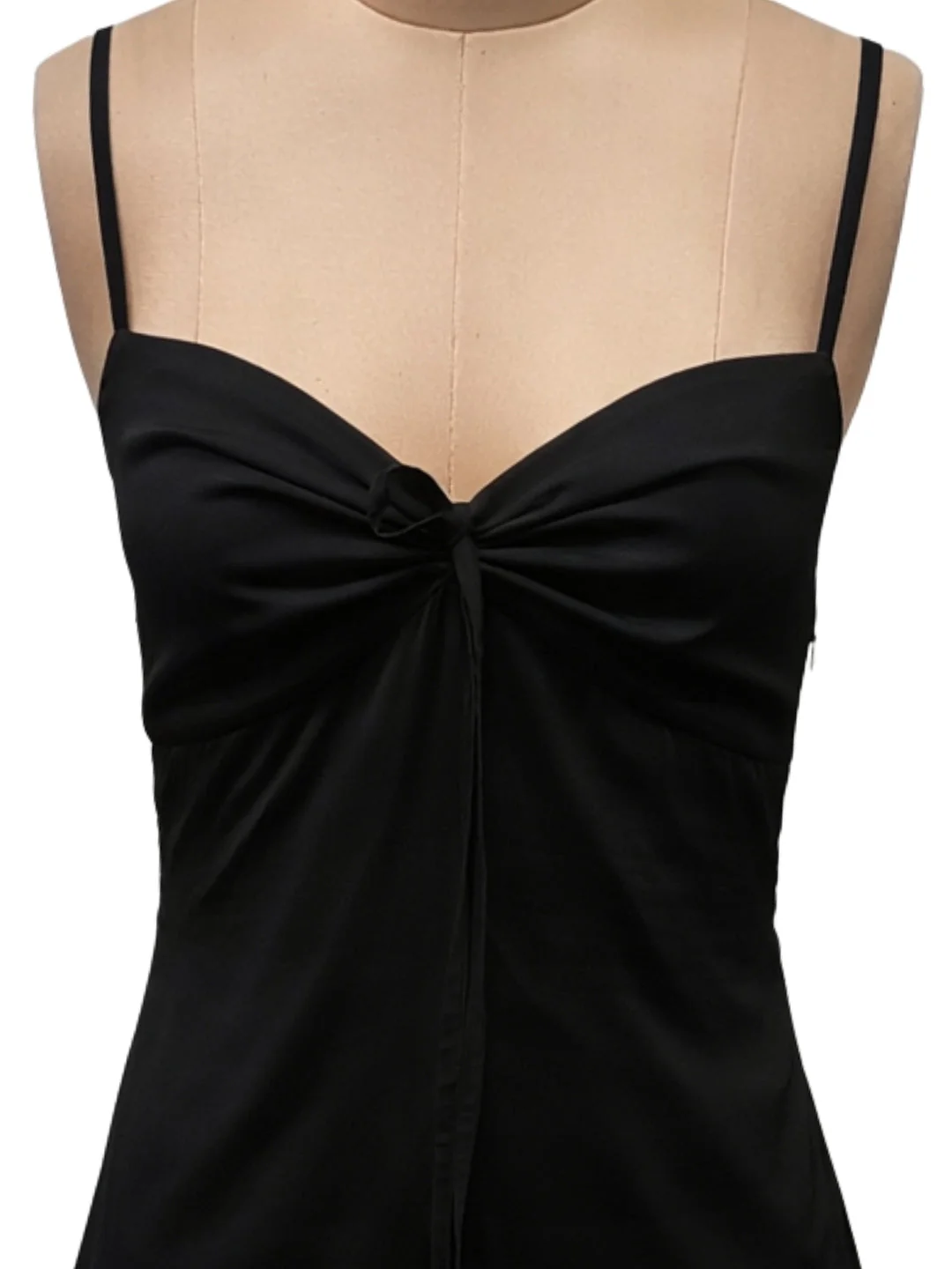 Black Solid Shoulder Straps Mini Dress - Image 5