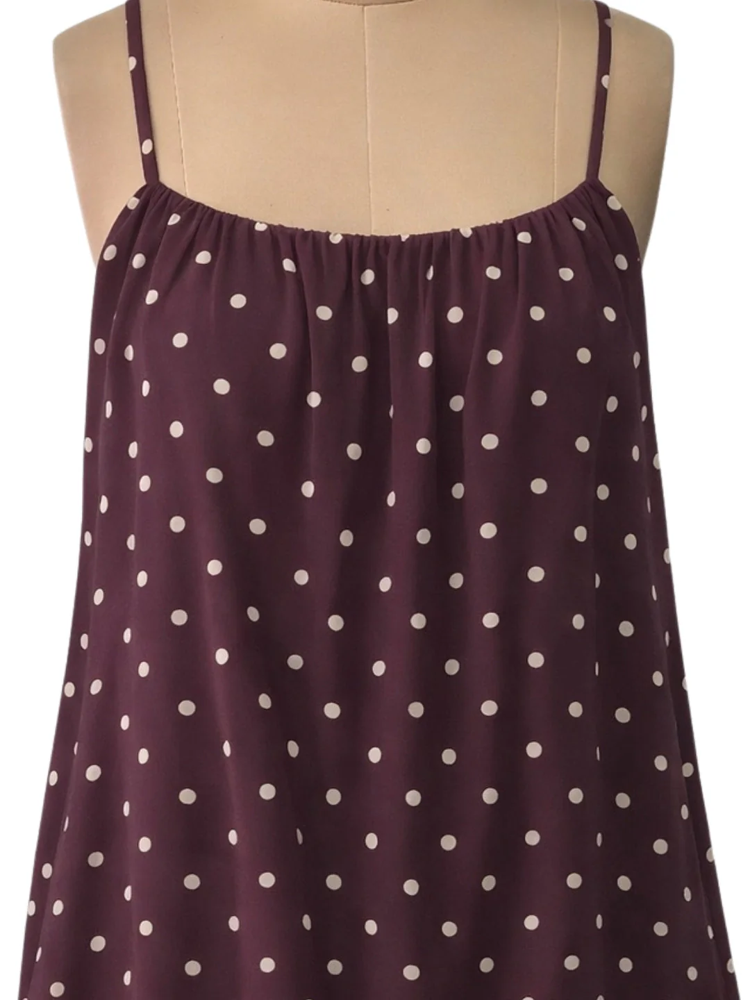 Brown Polka Dot (S) Shoulder Straps Mini Dress - Image 5