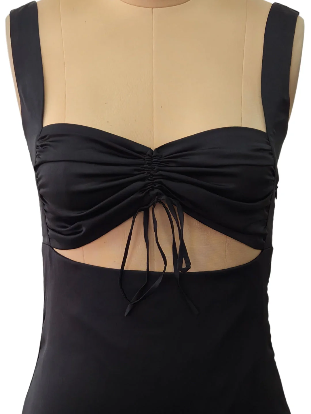 Black Solid Shoulder Straps Mini Dress - Image 5