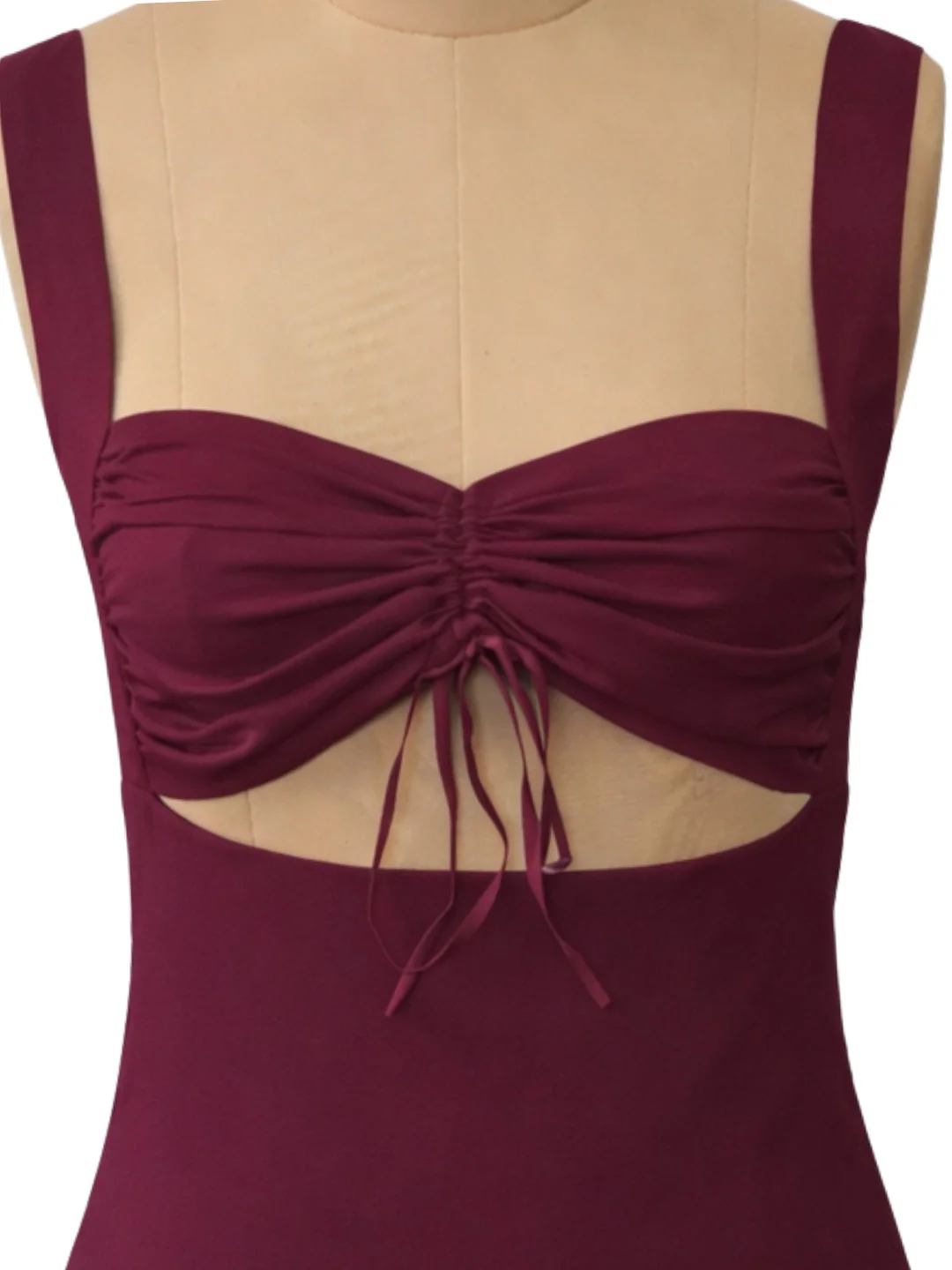 Maroon Solid Shoulder Straps Mini Dress - Image 5