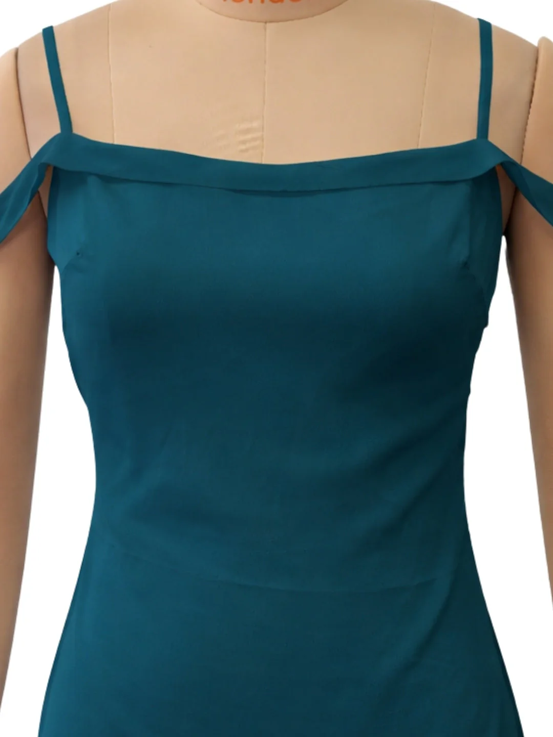 Sea Green Solid Shoulder Straps Mini Dress - Image 5