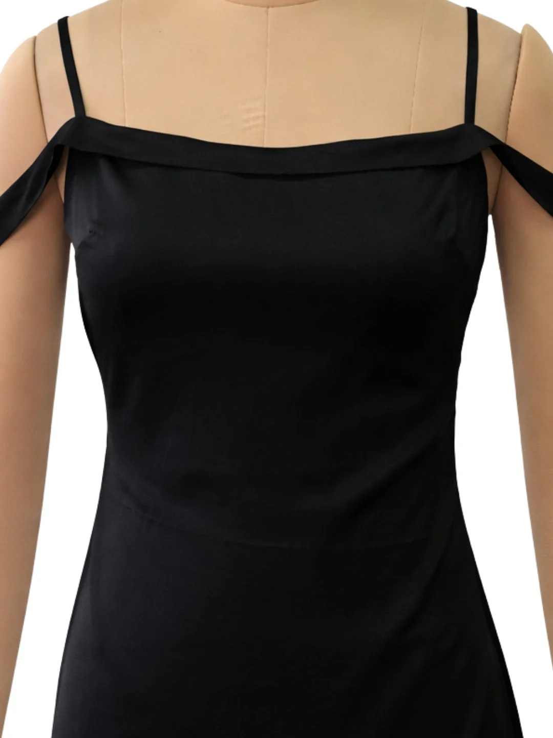 Black Solid Shoulder Straps Mini Dress - Image 5