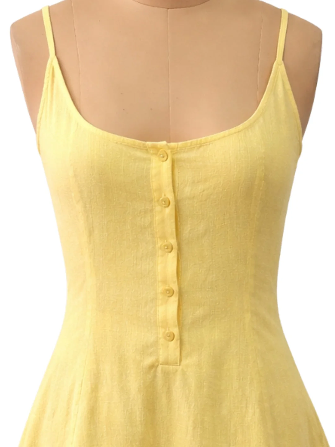 Yellow Solid Shoulder Straps Mini Dress - Image 5
