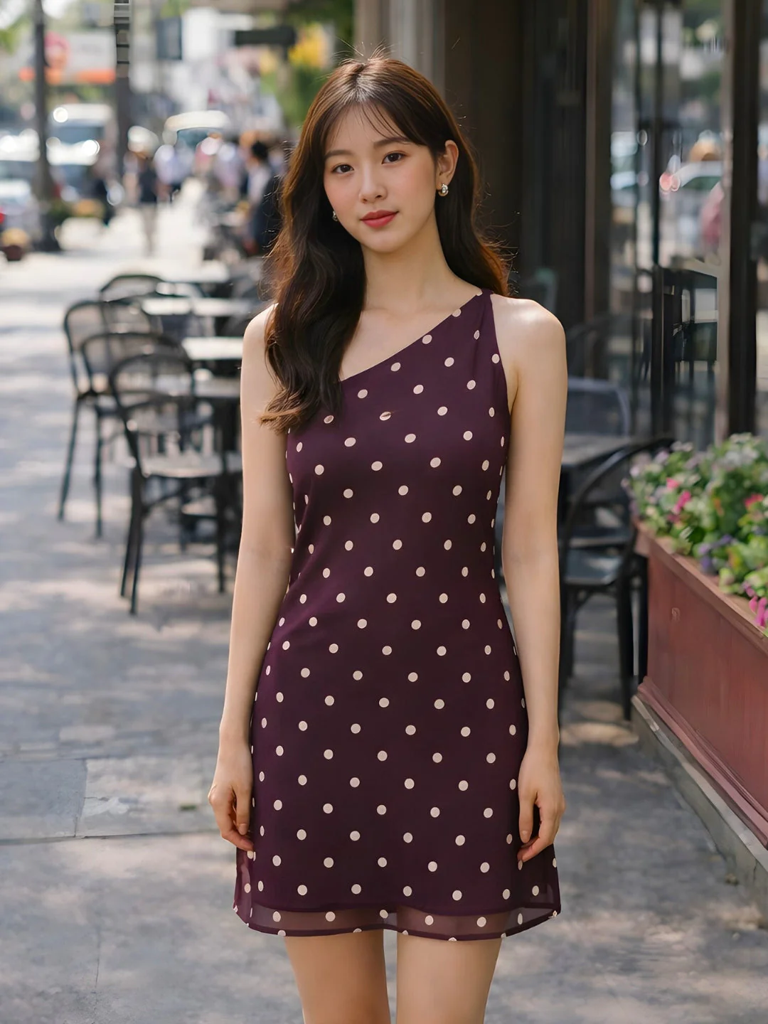 don't be basic Brown Polka Dot One-Shoulder Mini Dress - Image 2