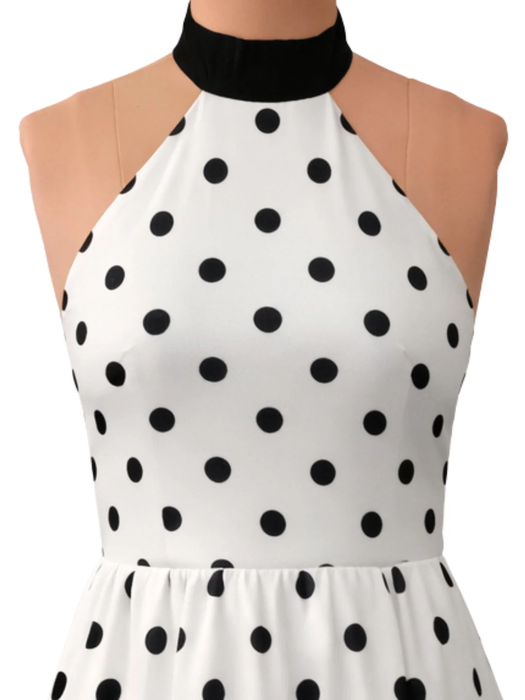 don't be basic White Polka Dot Sleeveless Mini Dress - Image 5