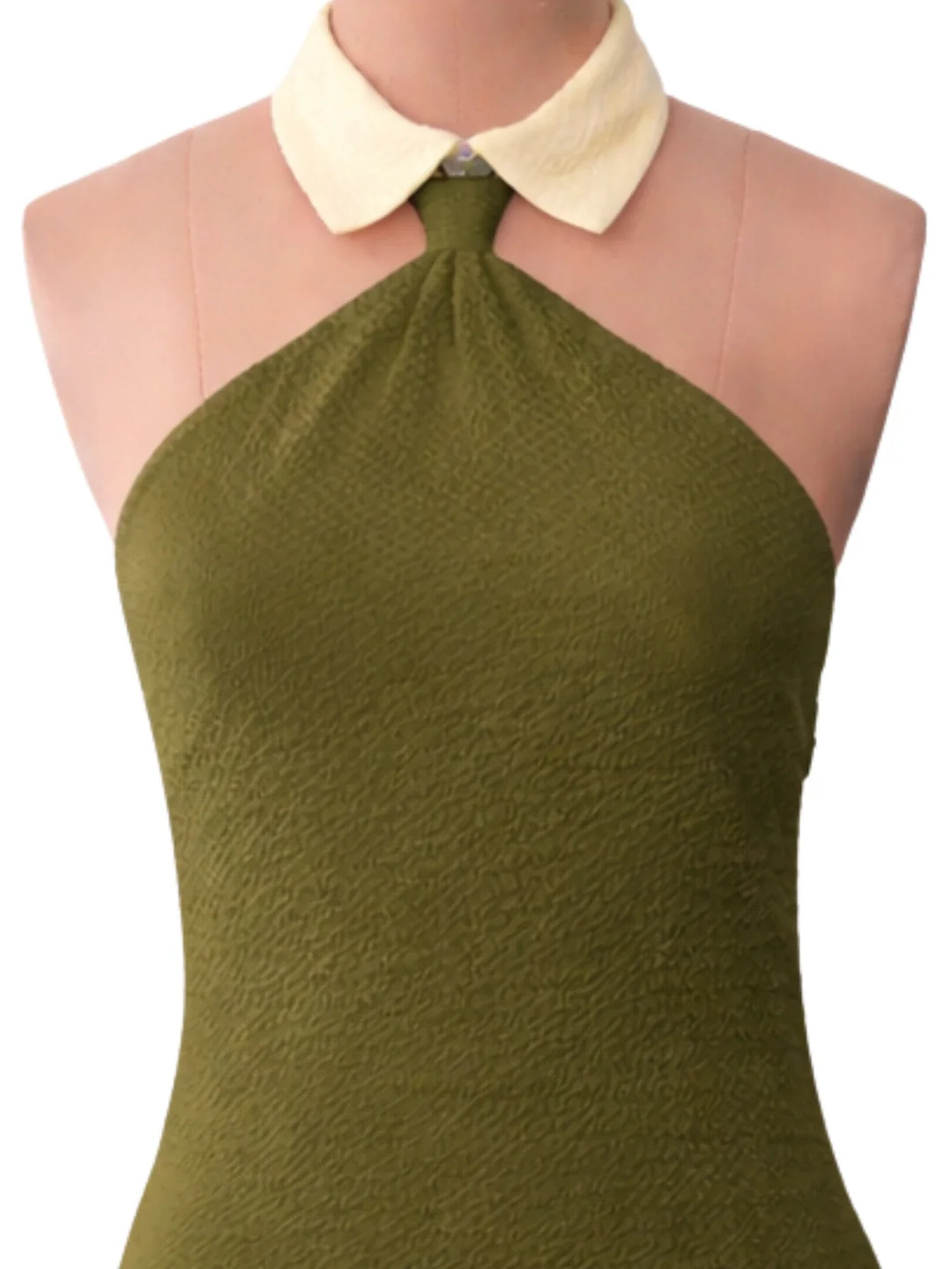 Olive Solid Sleeveless Mini Dress - Image 5