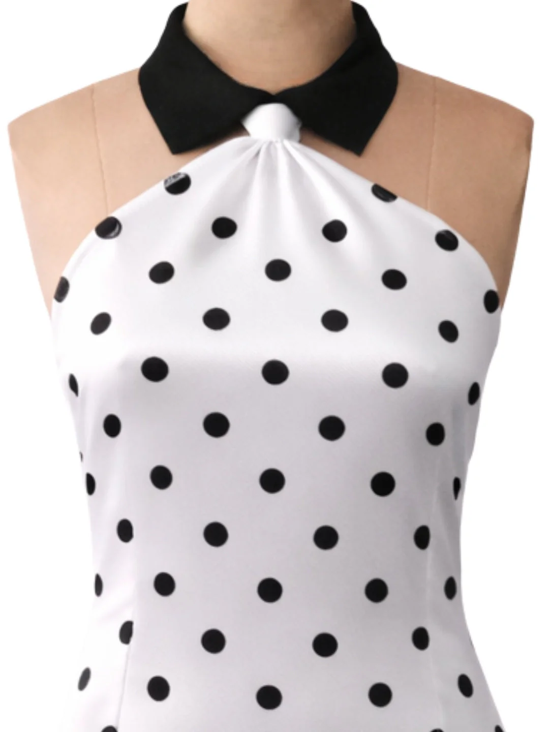 White Polka Dot Sleeveless Mini Dress - Image 5
