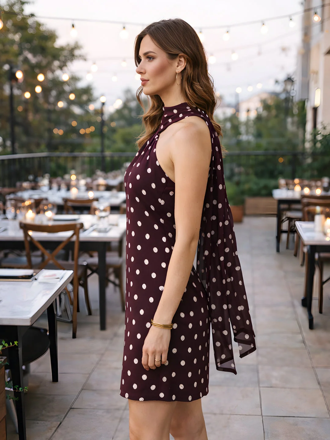 don't be basic Brown Polka Dot Sleeveless Mini Dress - Image 3