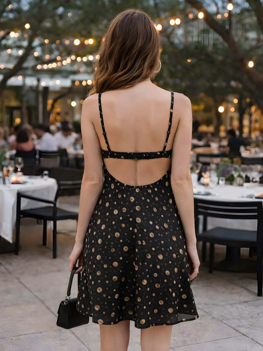 don't be basic Black Polka Dot Shoulder Straps Mini Dress - Image 4