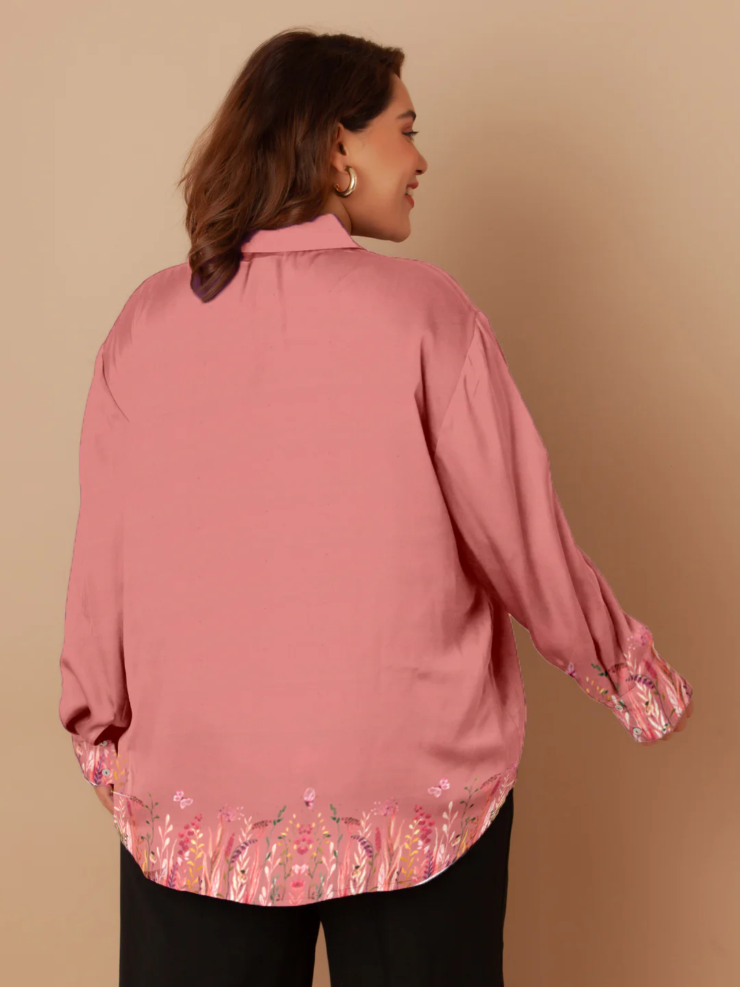 Dull Pink Floral Print Buttoned Shirt - Image 7