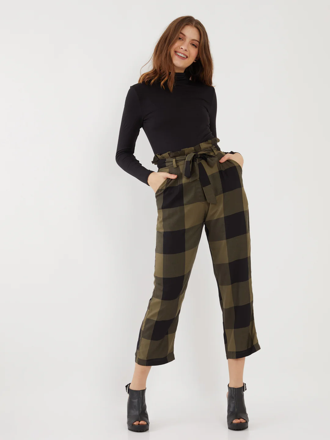 Green Checked Pleated Trouser - Image 2