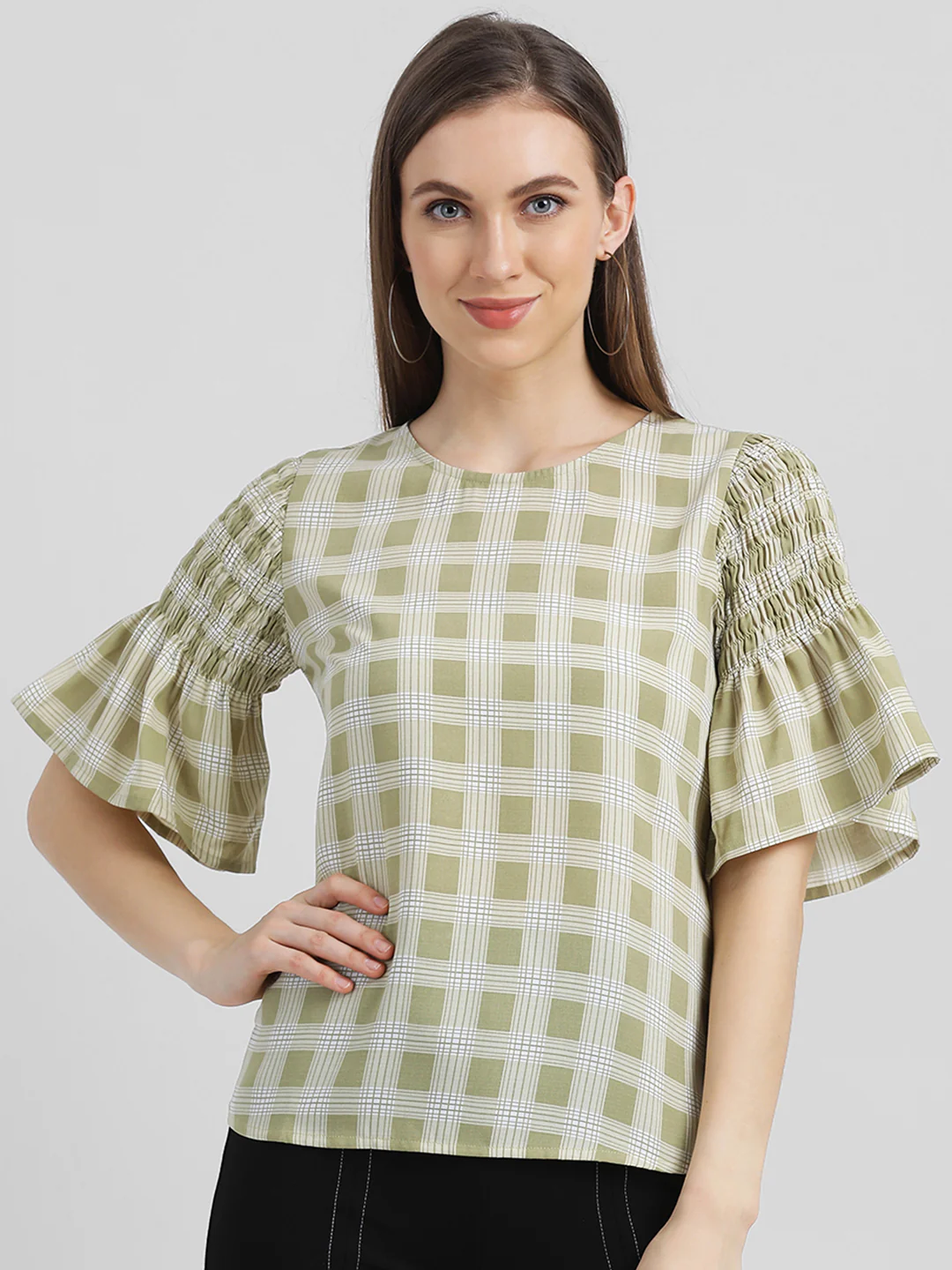 Green Checkered Regular Top - Image 2