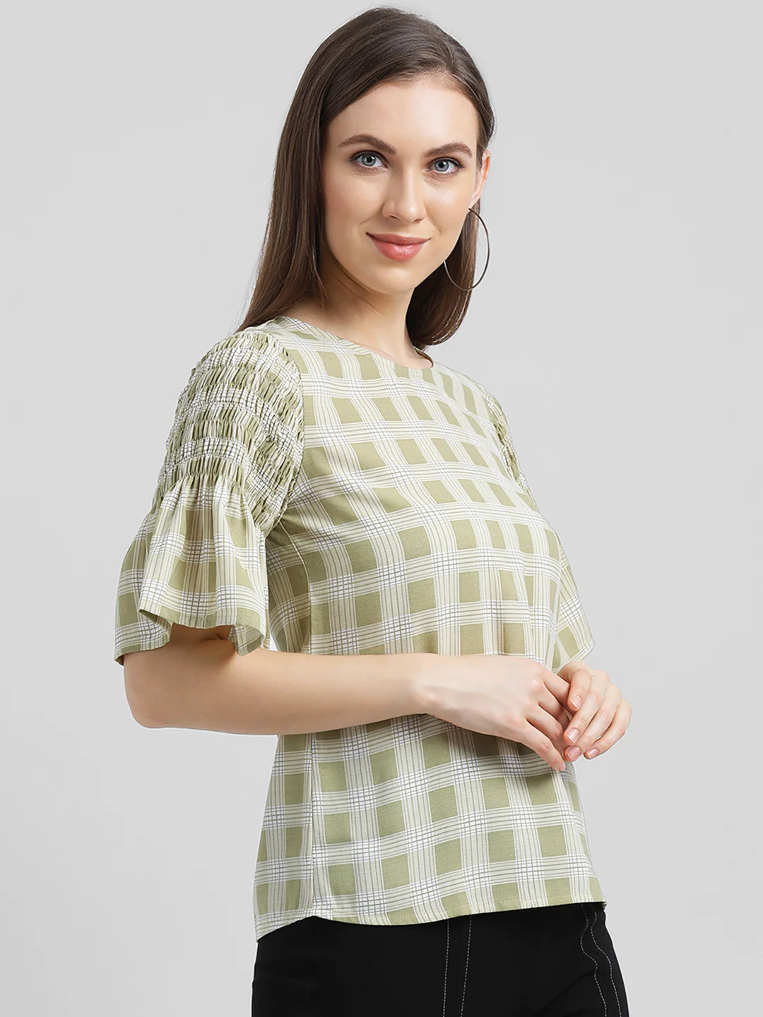 Green Checkered Regular Top - Image 4