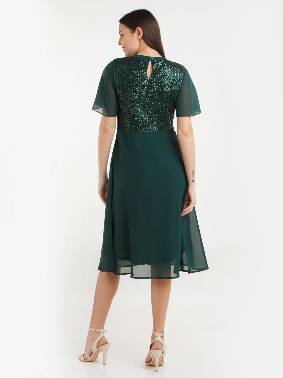 Green Embellished Midi Dress - Image 4