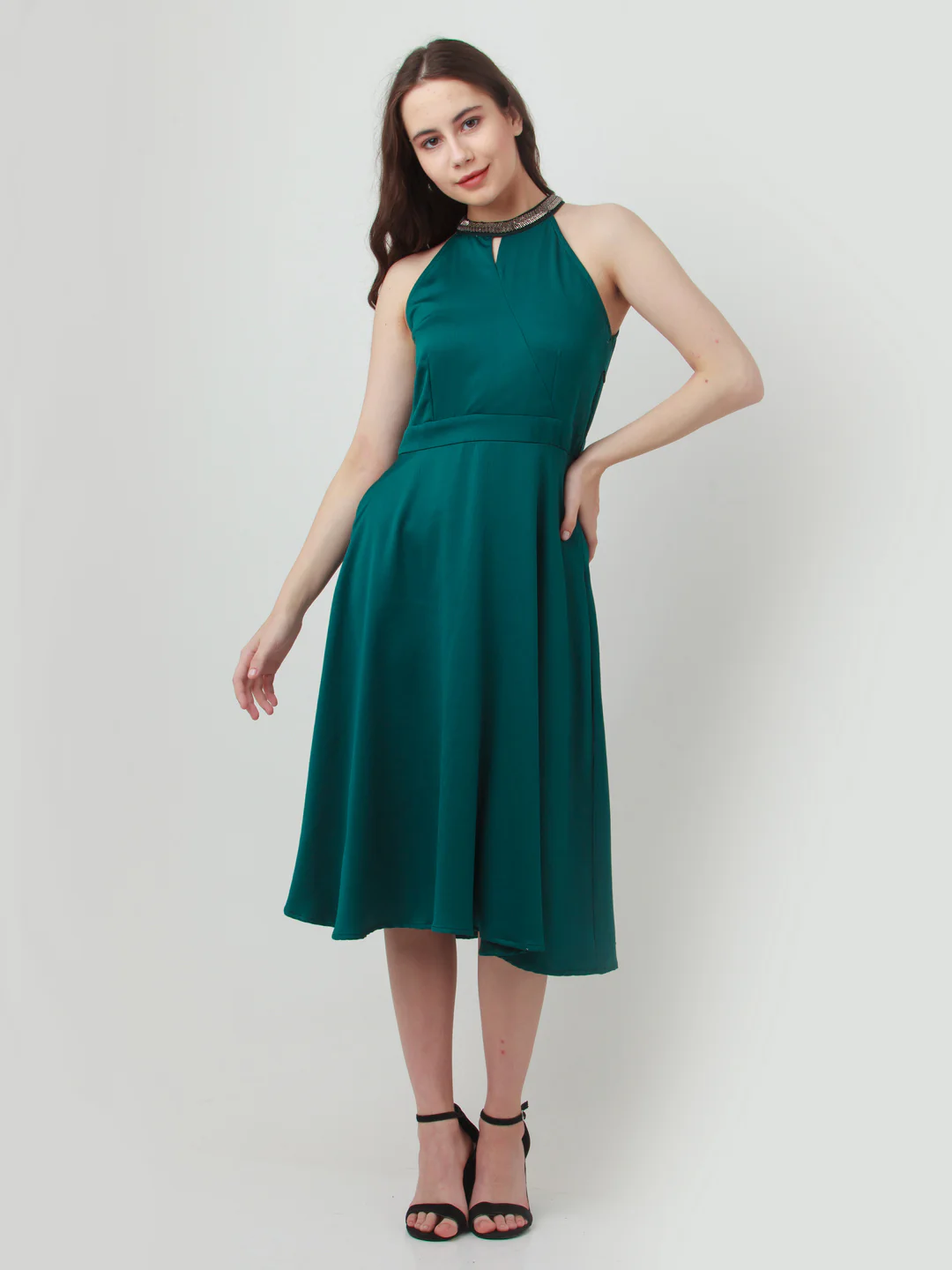 Green Embellished Midi Dress - Image 2
