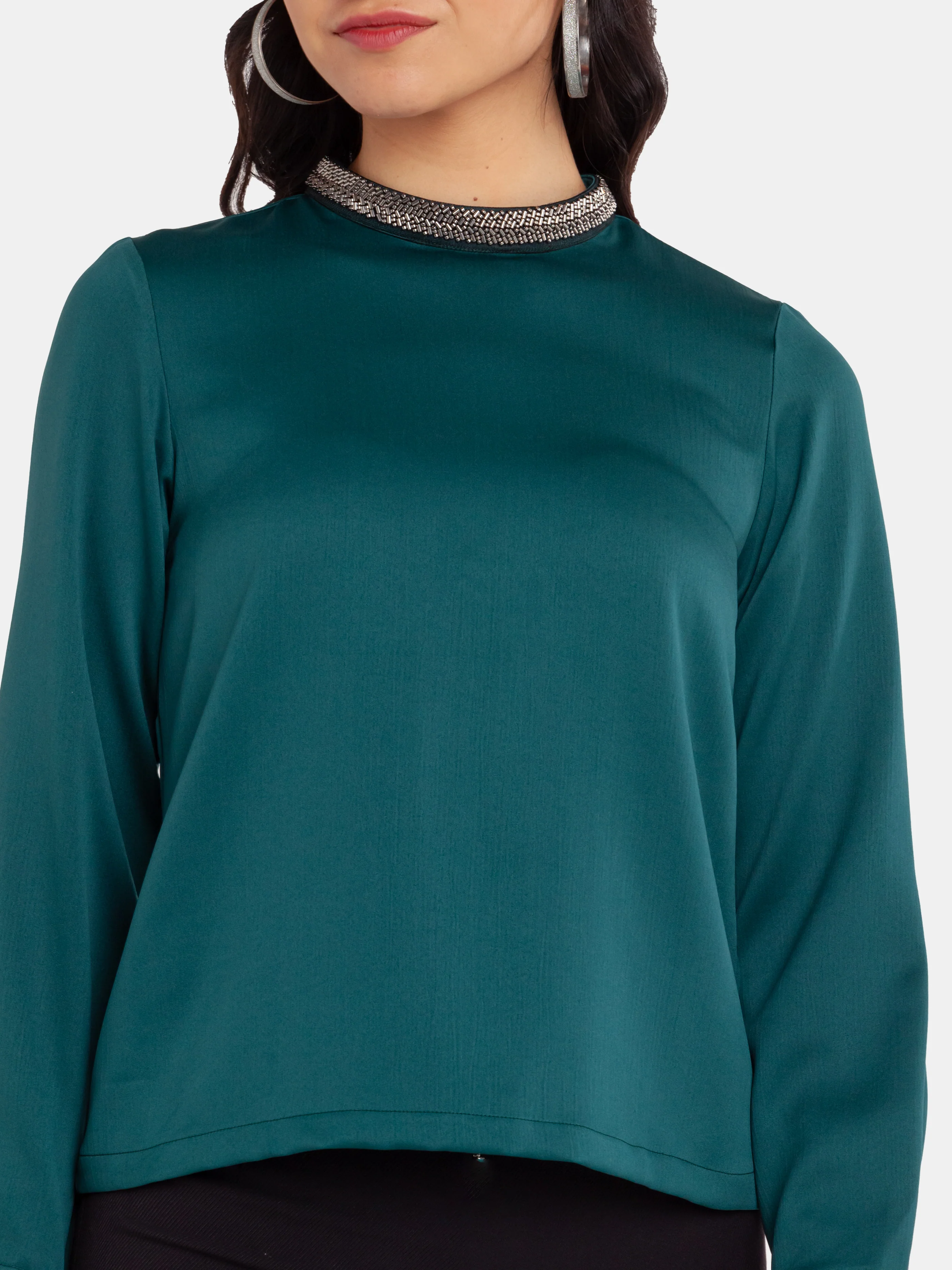 Green Embellished Regular Top - Image 6