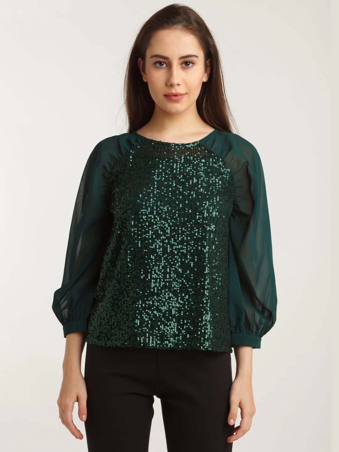 Green Embellished Straight Top - Image 2