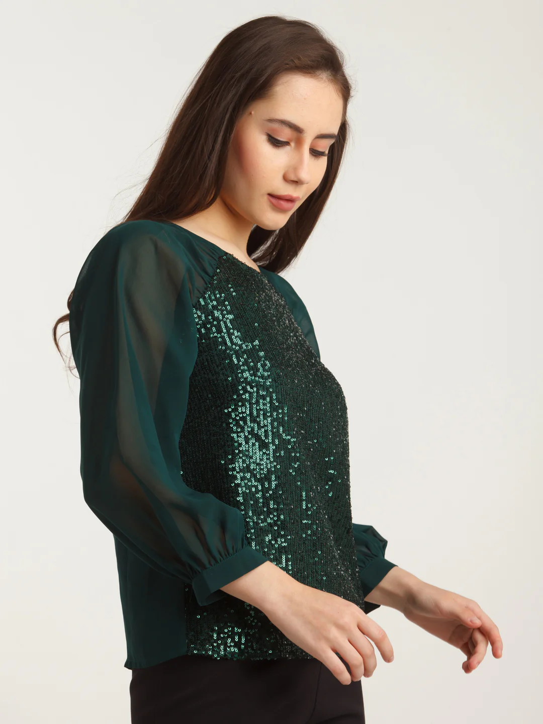 Green Embellished Straight Top - Image 3