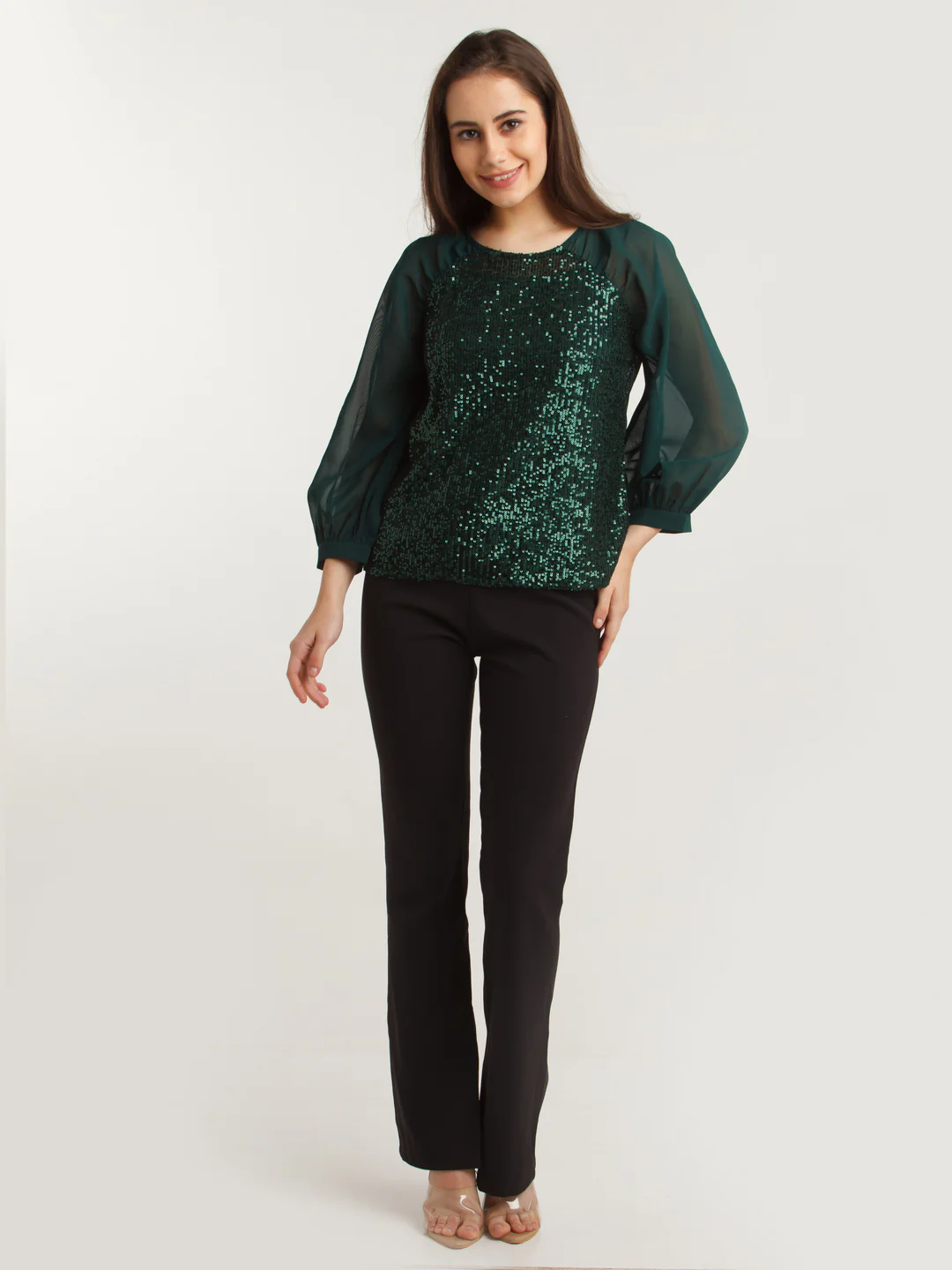 Green Embellished Straight Top - Image 5