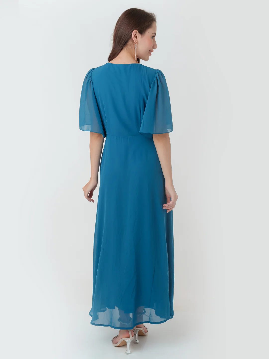 Green Embroidered Regular Maxi Dress - Image 4