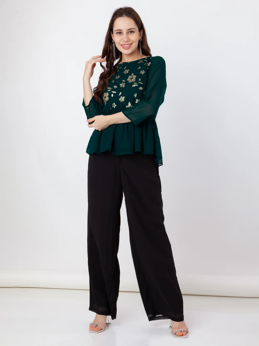 Green Embroidered Regular Top - Image 5