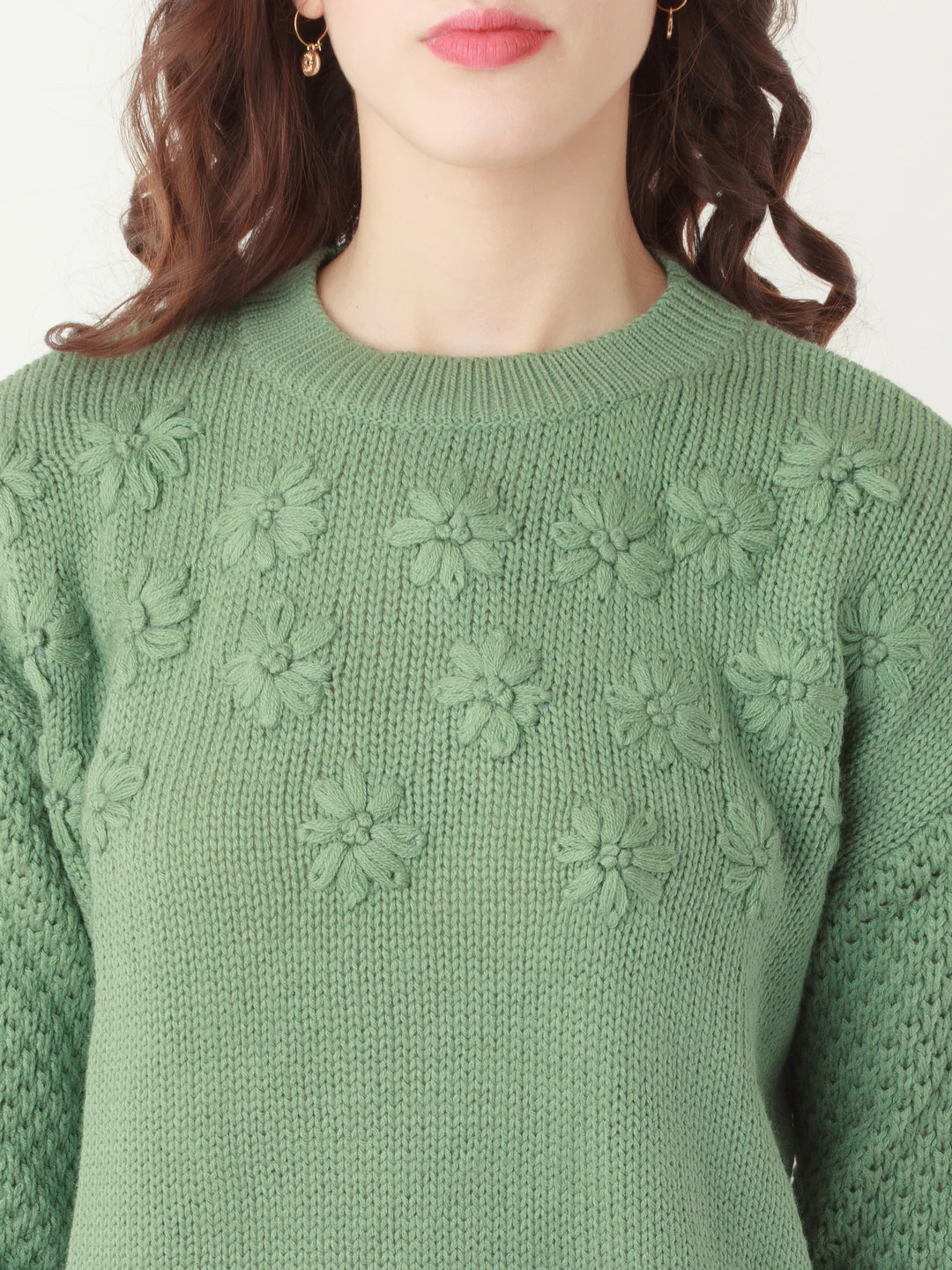 Green Embroidered Sweater - Image 2