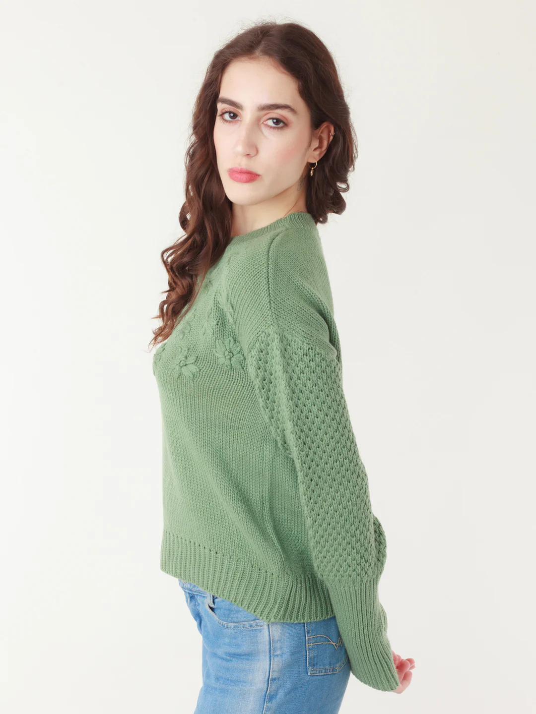 Green Embroidered Sweater - Image 4