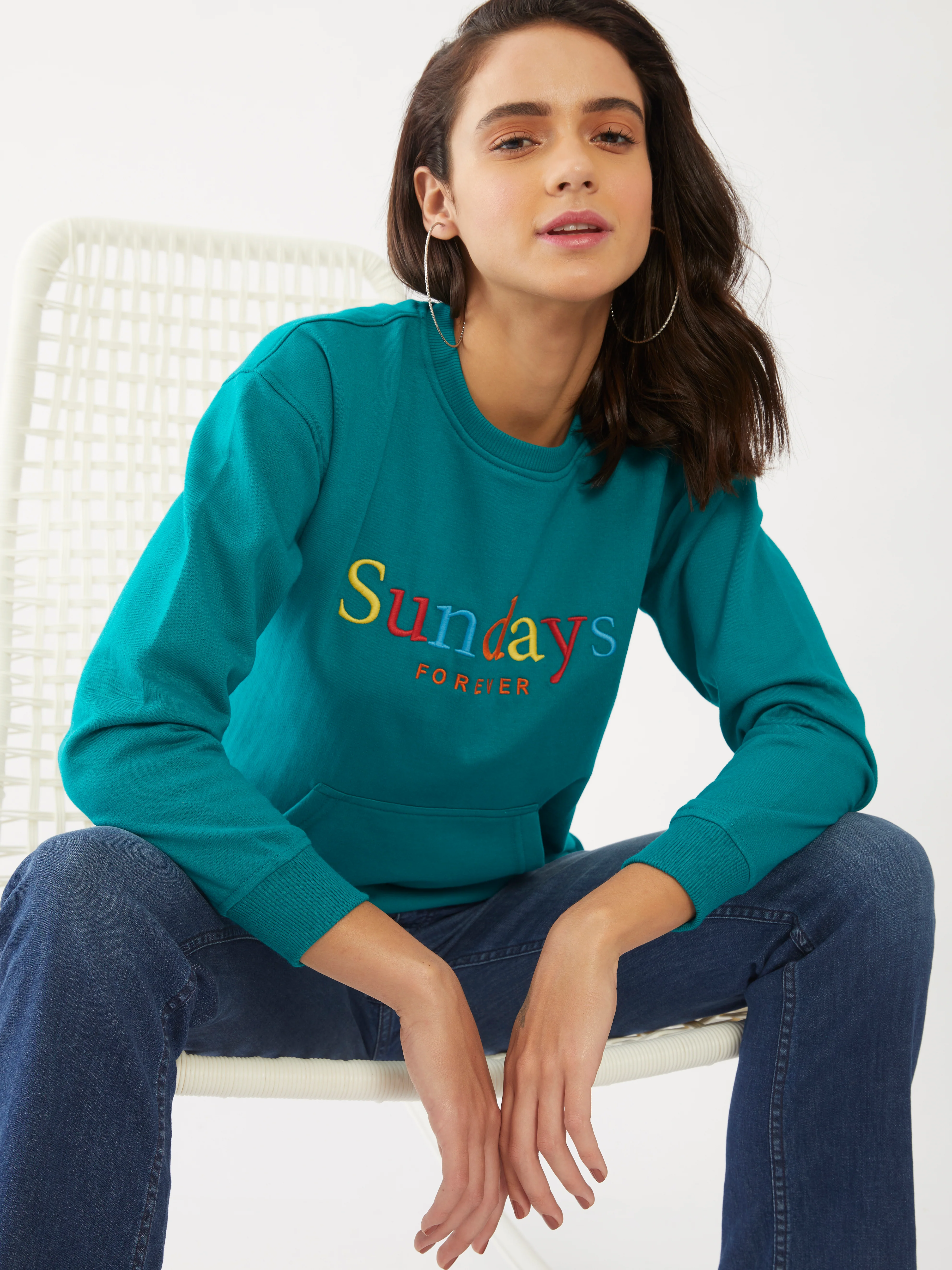 Green Embroidered Sweatshirt
