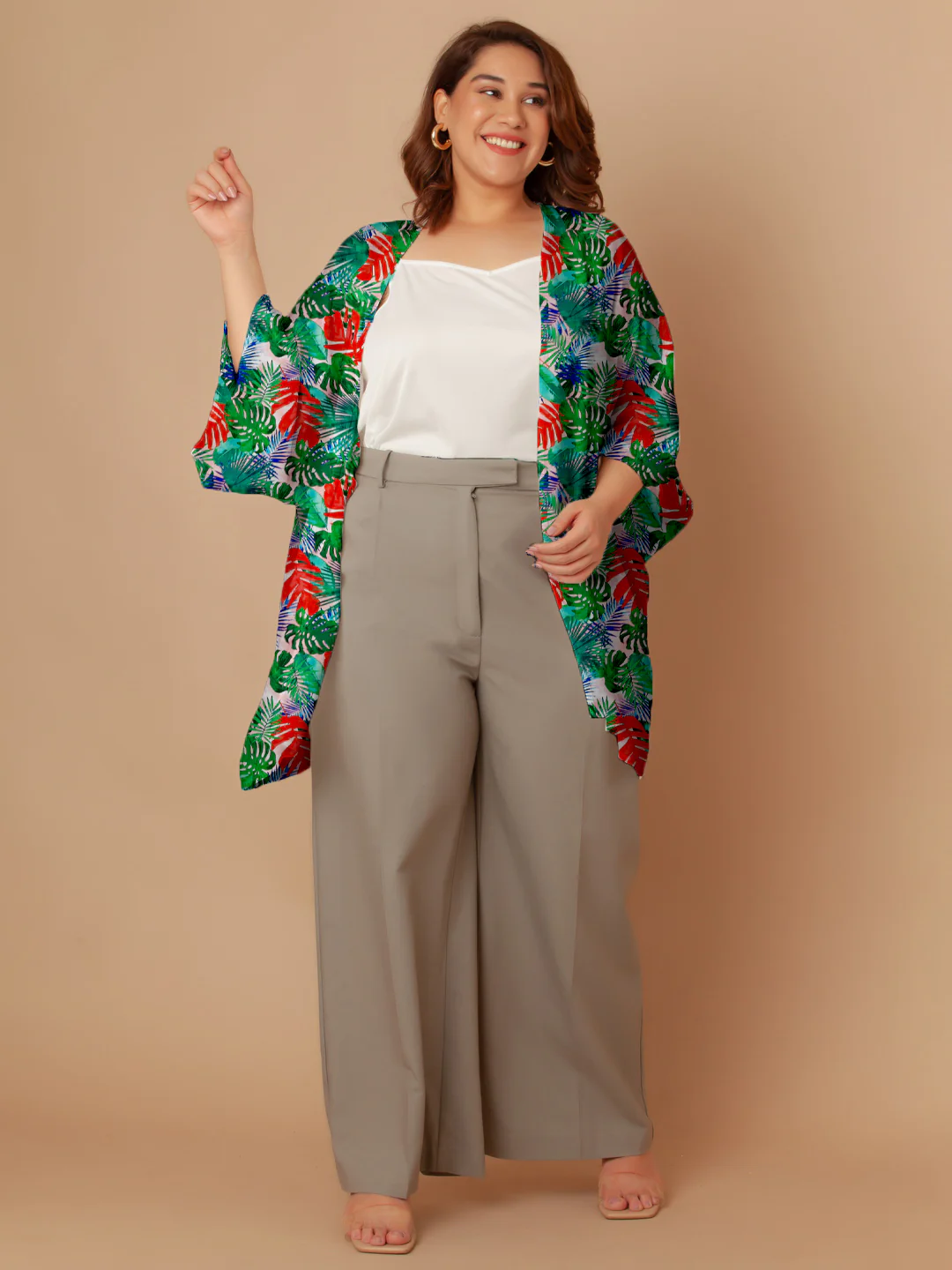 Green Floral Print Peplum Shrug - Image 5