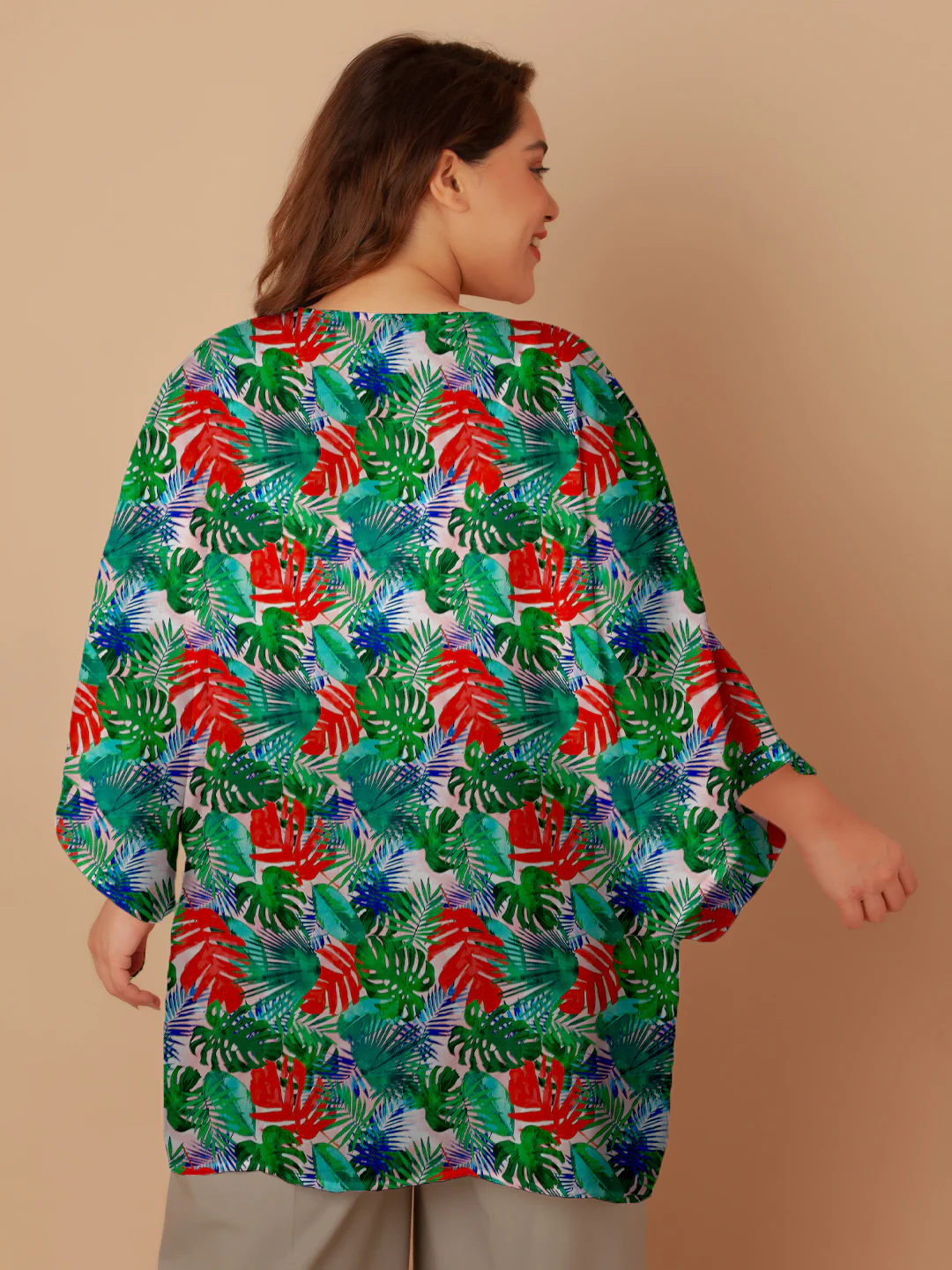 Green Floral Print Peplum Shrug - Image 6