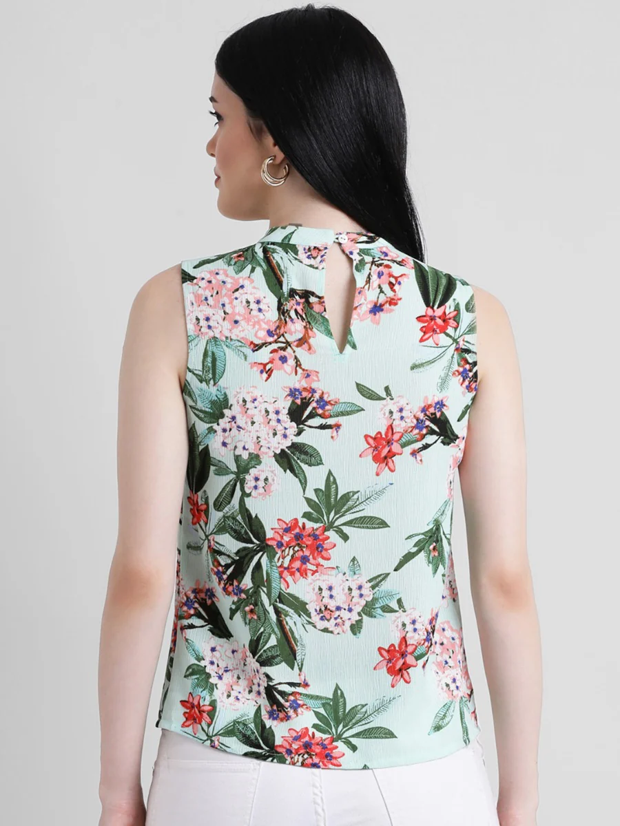 Green Floral Printed Regular Top - Image 6