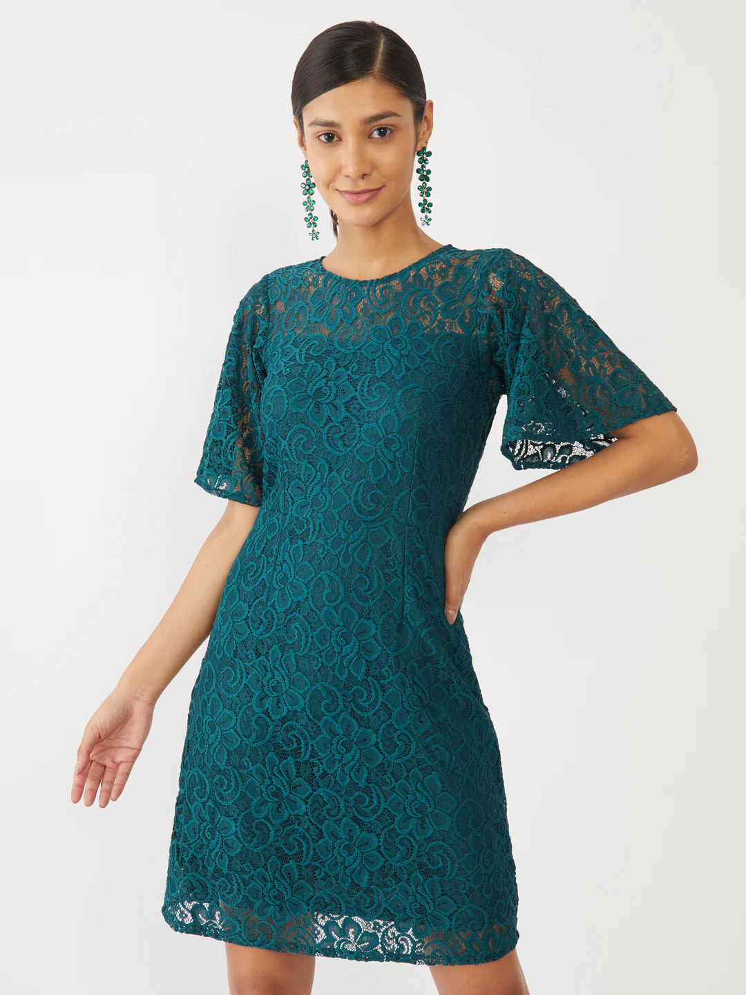 Green Lace Short Dress - Image 2